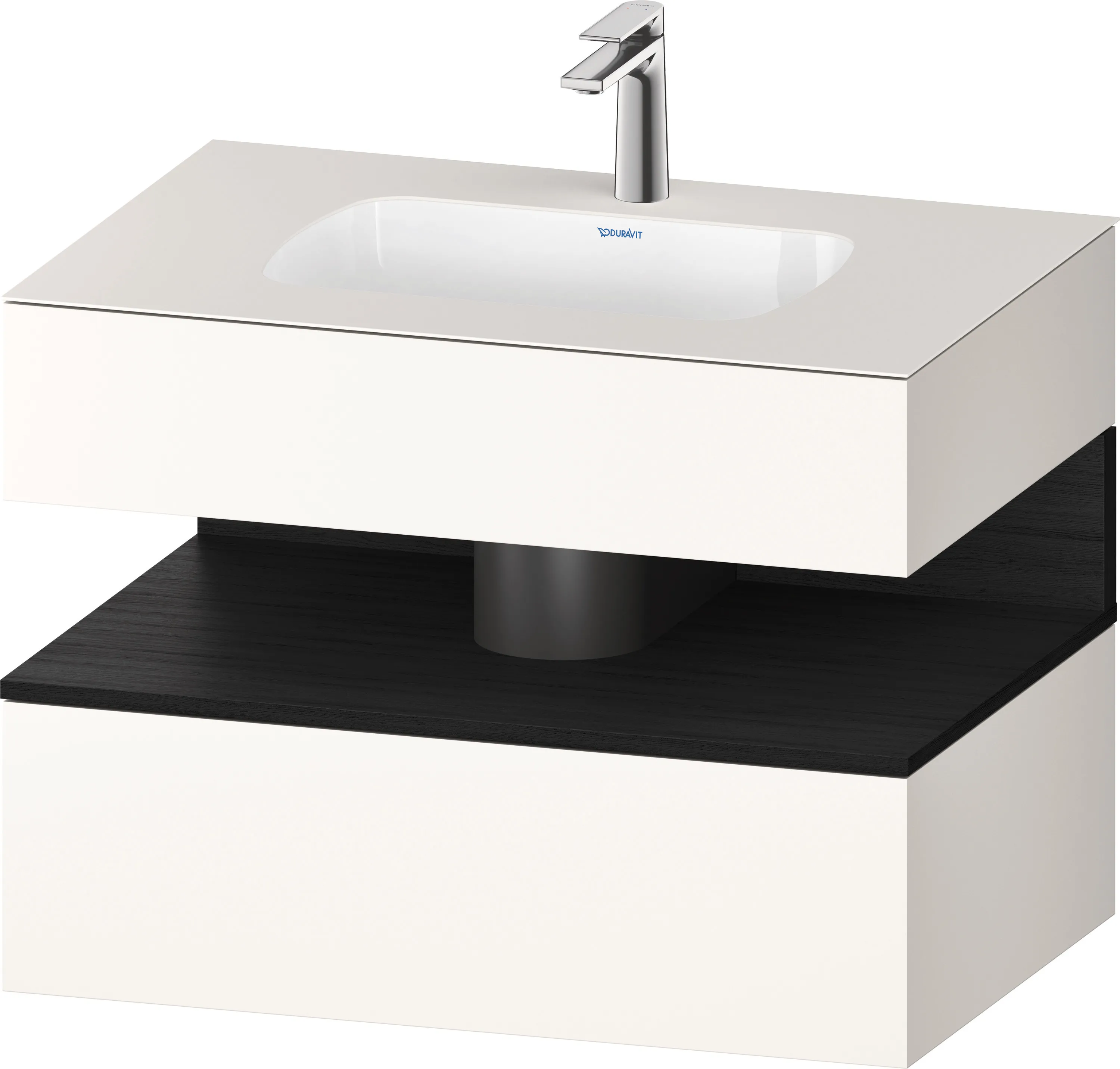 Einbauwaschtisch mit Konsolenwaschtischunterbau „Qatego“ 80 × 55 × 60 cm, ohne Beleuchtung