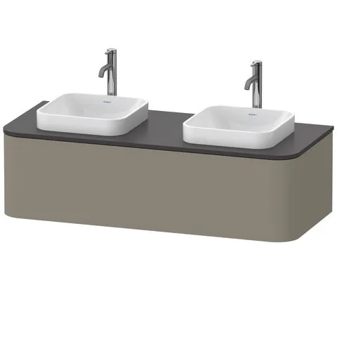 Duravit Waschtischunterschrank wandhängend „Happy D.2 Plus“ 130 × 35,4 × 55 cm Becken: links und rechts / Beleuchtung: ohne / Front- & Korpusfarbe: Steingrau Seidenmatt / Größe: 130 × 55 × 35,4 cm / Oberfläche: Lack / Schubladen: 1 Duravit Waschtischunterschrank wandhängend „Happy D.2 Plus“ 130 × 35,4 × 55 cm Becken: links und rechts / Beleuchtung: ohne / Front- & Korpusfarbe: Steingrau Seidenmatt / Größe: 130 × 55 × 35,4 cm / Oberfläche: Lack / Schubladen: 1