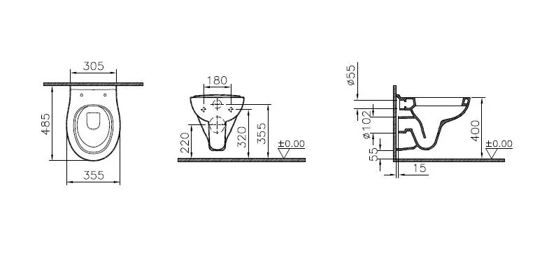 VitrA S20 Tiefspüler-Wand-WC Compact ovale Form 35 x 49 cm Weiß Hochglanz VitrA S20 Tiefspüler-Wand-WC Compact ovale Form 35 x 49 cm Weiß Hochglanz