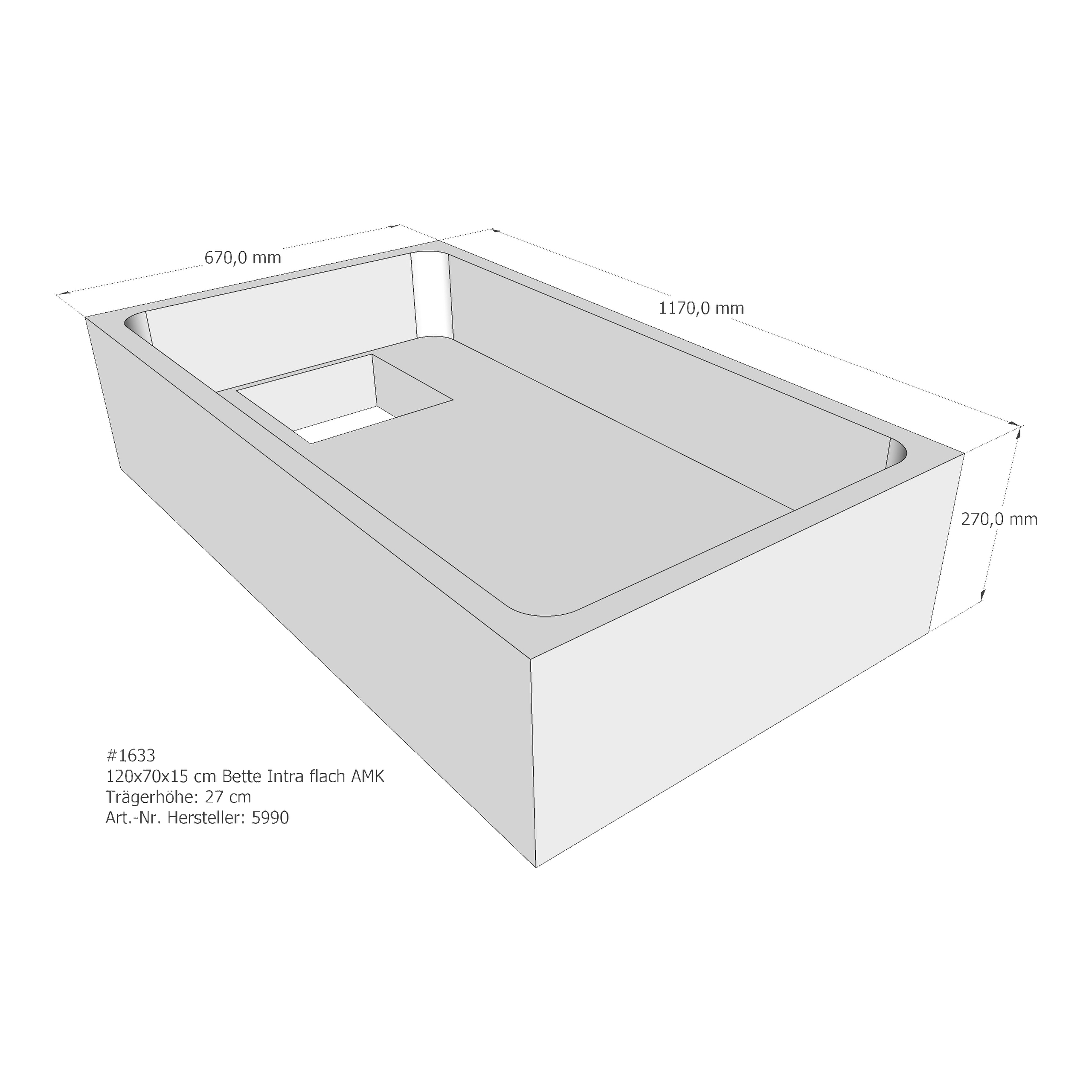 Duschwannenträger für Bette BetteQuinta (flach/Intra) 120 × 70 × 15 cm