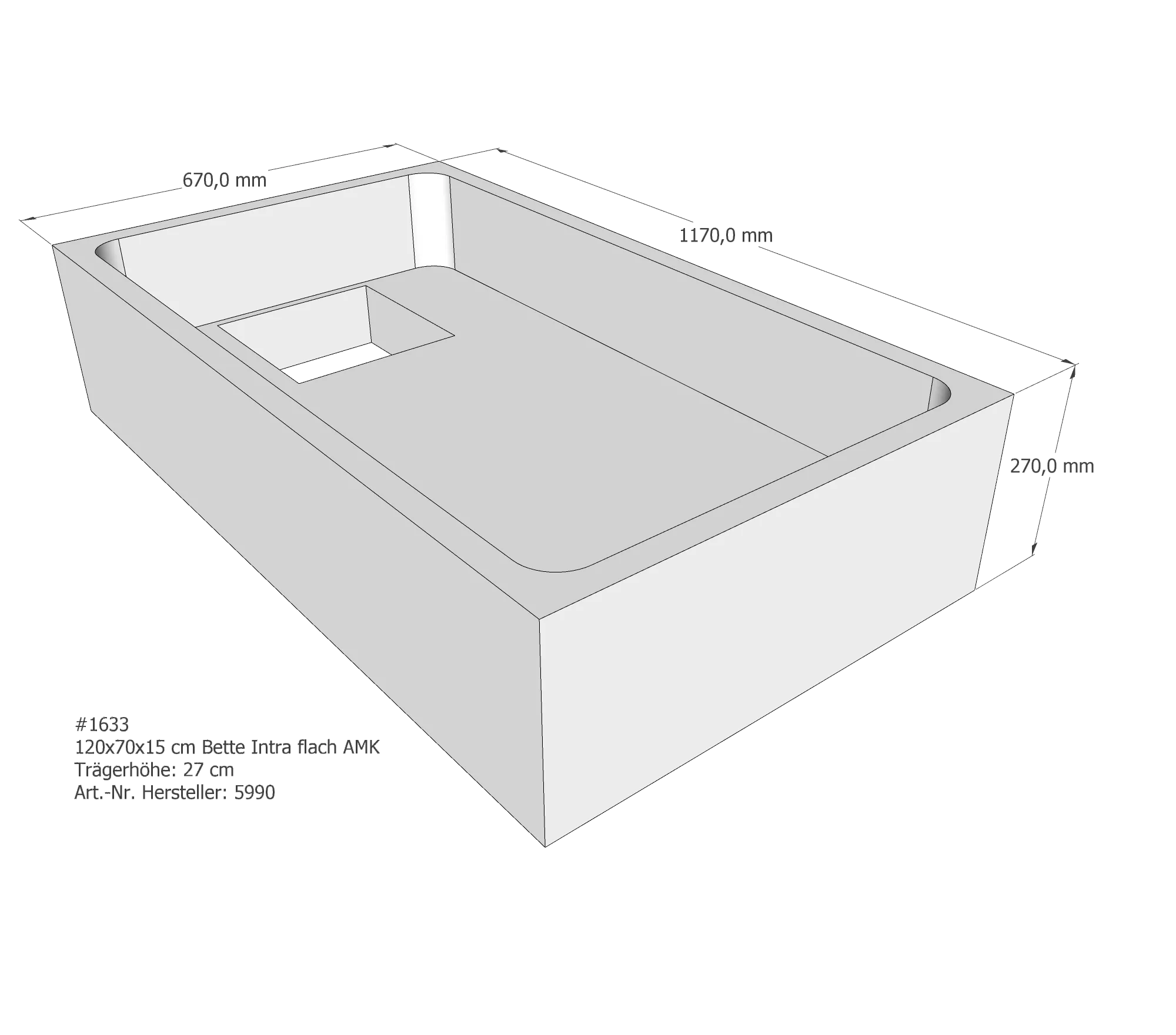 Duschwannenträger für Bette Quinta (flach/Intra) 120 × 70 × 15 cm Breite: 70 cm / Länge: 120 cm Duschwannenträger für Bette Quinta (flach/Intra) 120 × 70 × 15 cm Breite: 70 cm / Länge: 120 cm