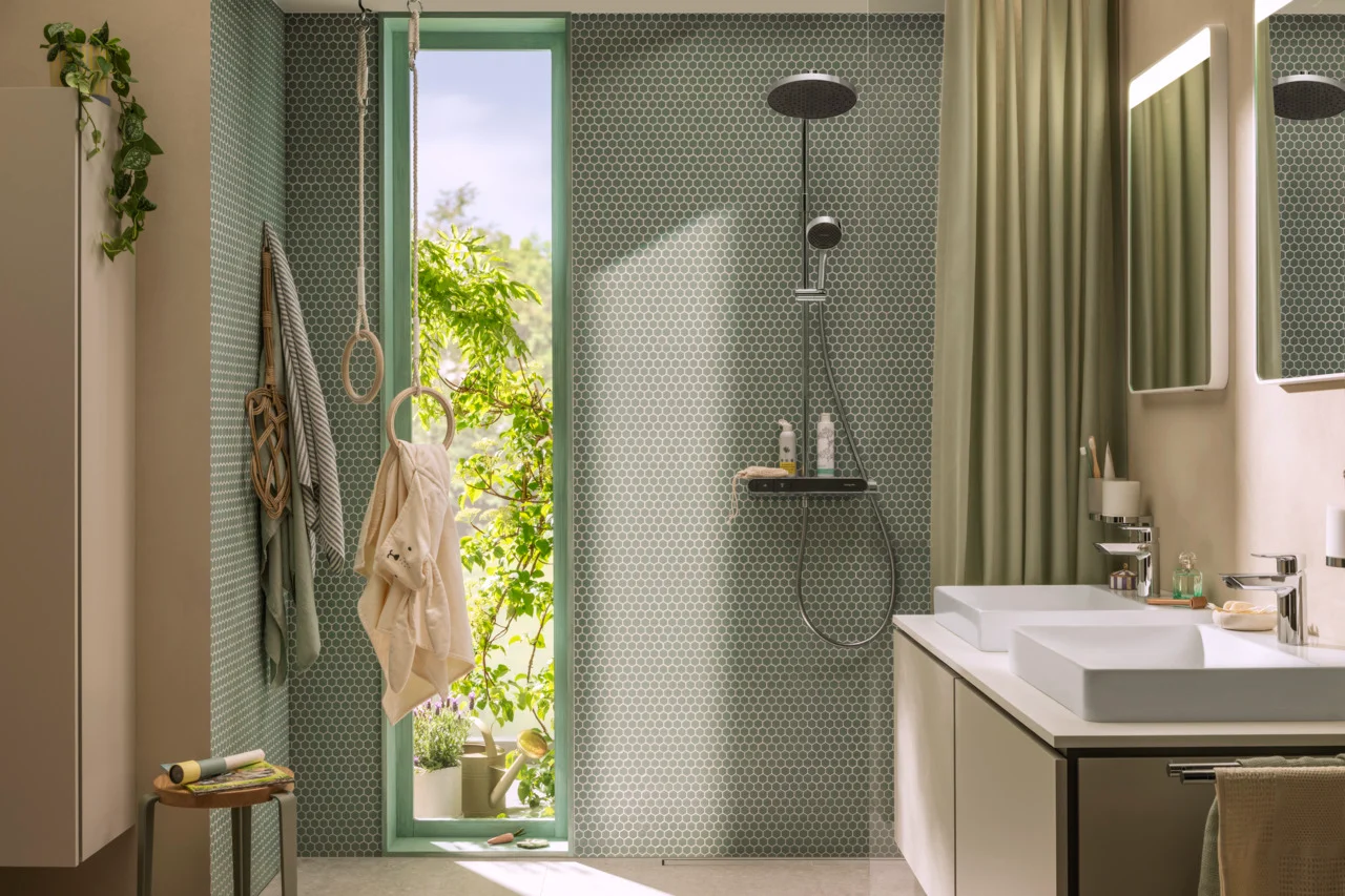 Activera S Showerpipe 240 1jet EcoSmart+ mit ShowerTablet Select 360 Varia, Oberfläche: Chrom Activera S Showerpipe 240 1jet EcoSmart+ mit ShowerTablet Select 360 Varia, Oberfläche: Chrom