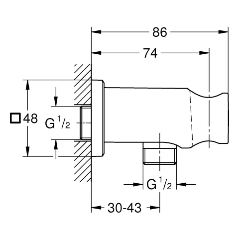 Grohe Rainshower Wandabgangsbogen 26659, eckige Rosette, chrom Grohe Rainshower Wandabgangsbogen 26659, eckige Rosette, chrom