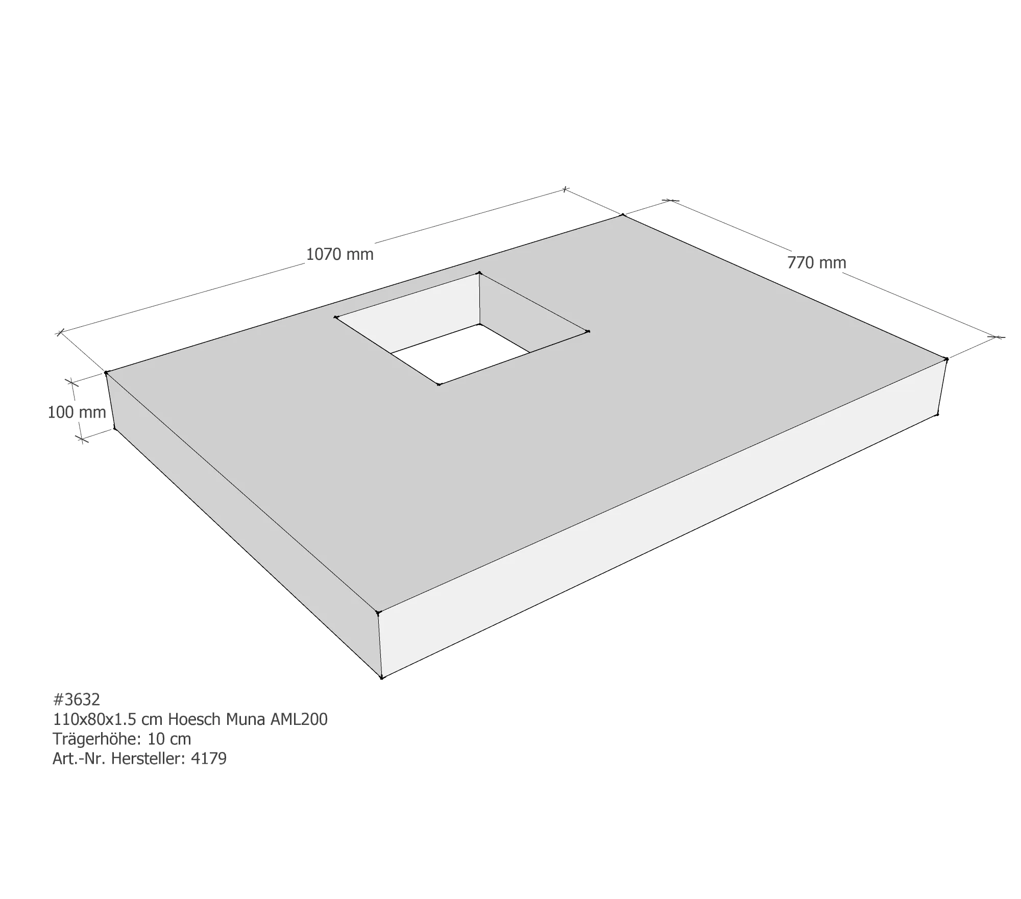 Duschwannenträger für Hoesch Muna 110 × 80 × 1,5 cm Duschwannenträger für Hoesch Muna 110 × 80 × 1,5 cm