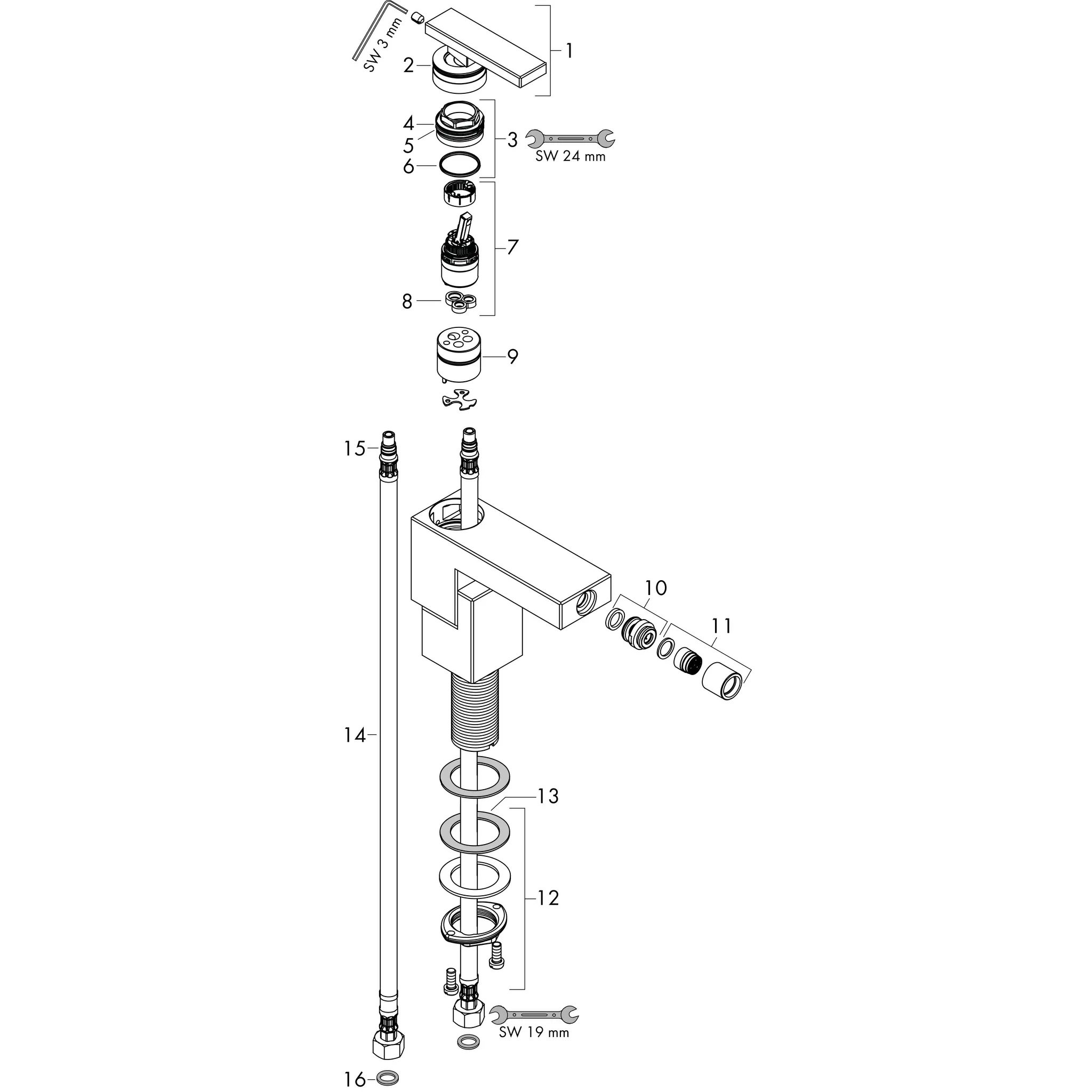 Hansgrohe AXOR Edge Einhebel-Bidetmischer mit Push-Open Ablaufgarnitur - Diamantschliff, Chrom Hansgrohe AXOR Edge Einhebel-Bidetmischer mit Push-Open Ablaufgarnitur - Diamantschliff, Chrom
