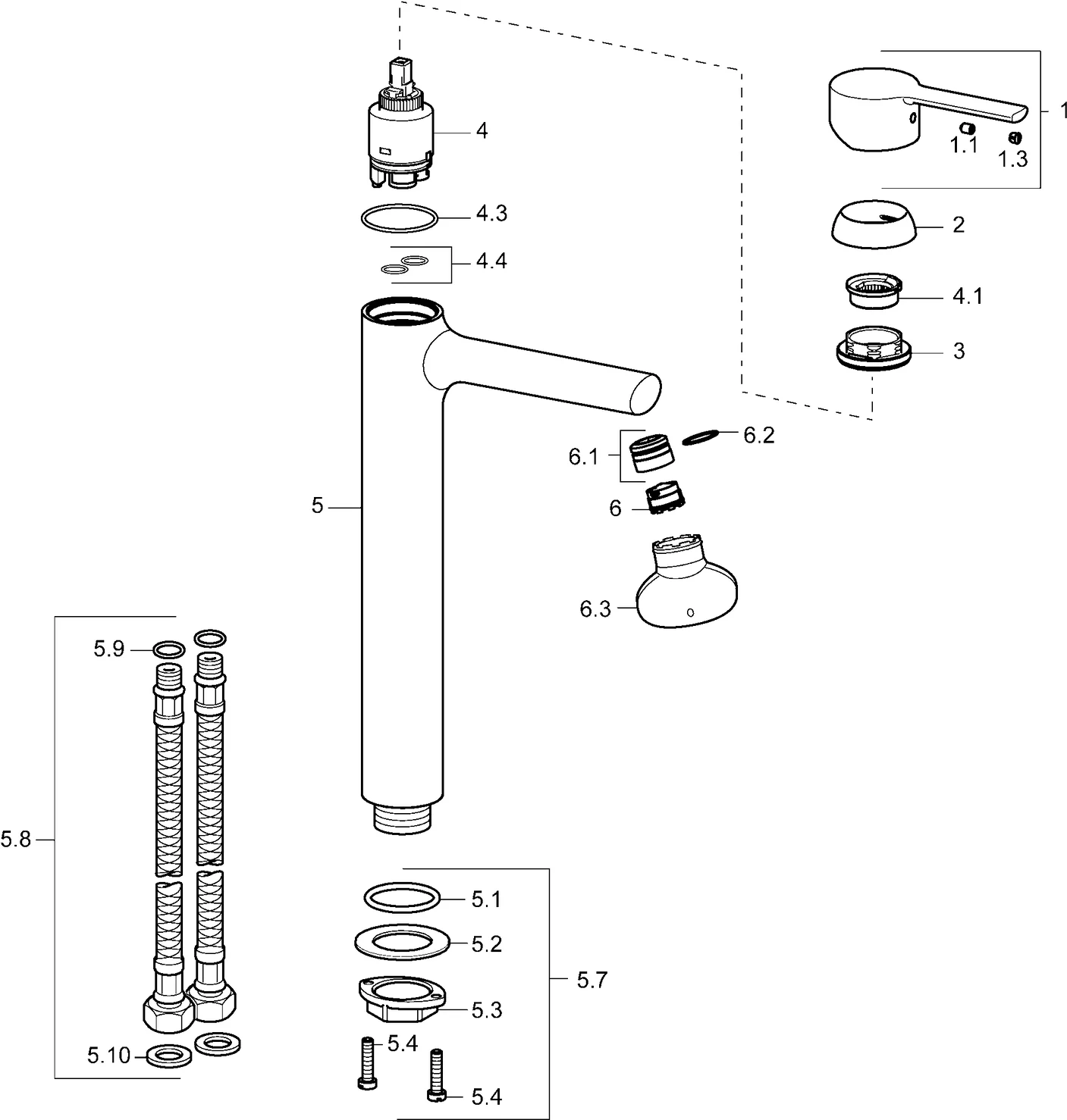 HansaRONDA Einhebelmischer Waschtischbatterie HansaRONDA 0303 Ausladung 148 mm DN15 Chrom
