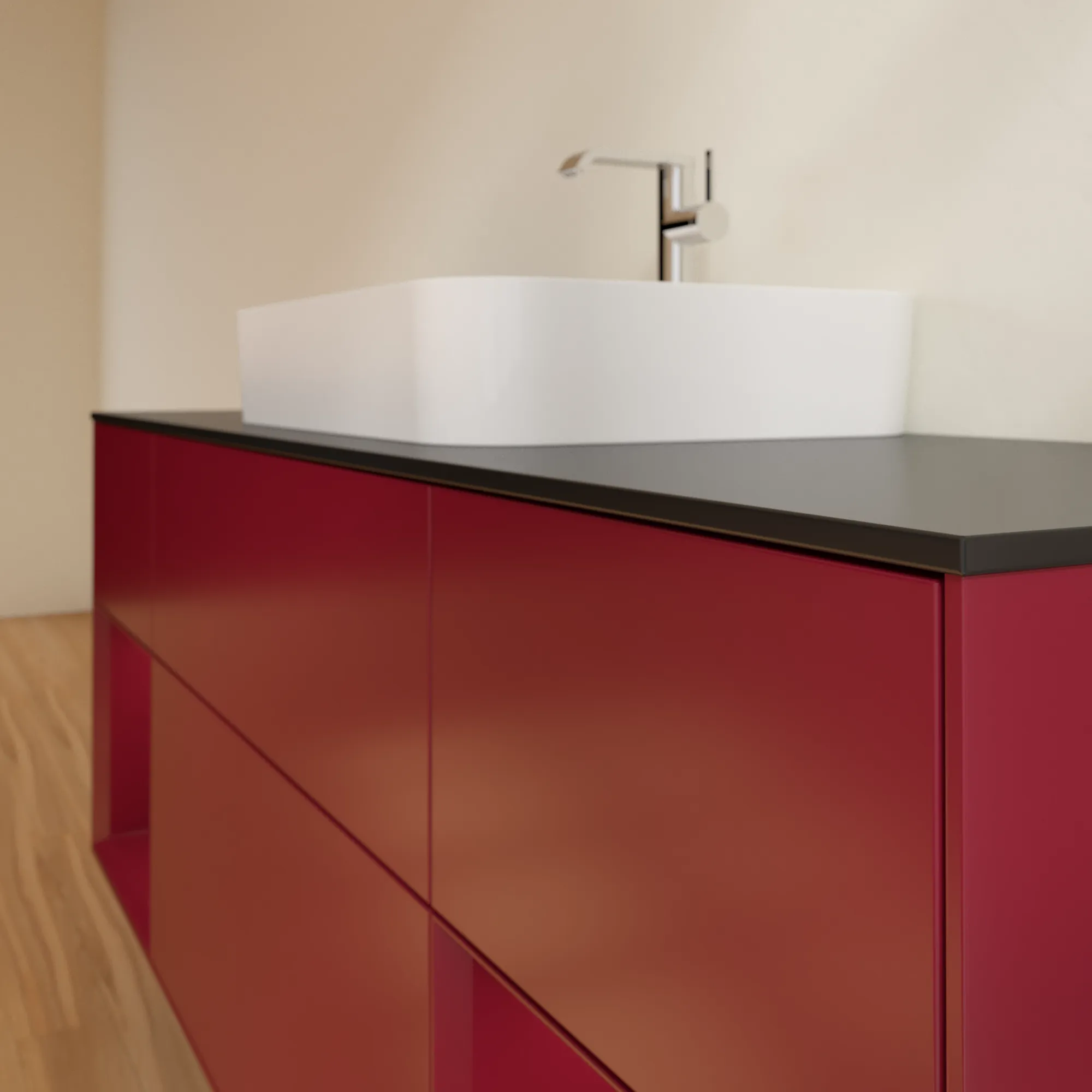 Villeroy & Boch Waschtischunterschrank „Finion“ für Schrankwaschtisch 1600 × 603 × 501 mm Peony Matt Lacquer, für Becken mittig Villeroy & Boch Waschtischunterschrank „Finion“ für Schrankwaschtisch 1600 × 603 × 501 mm Peony Matt Lacquer, für Becken mittig