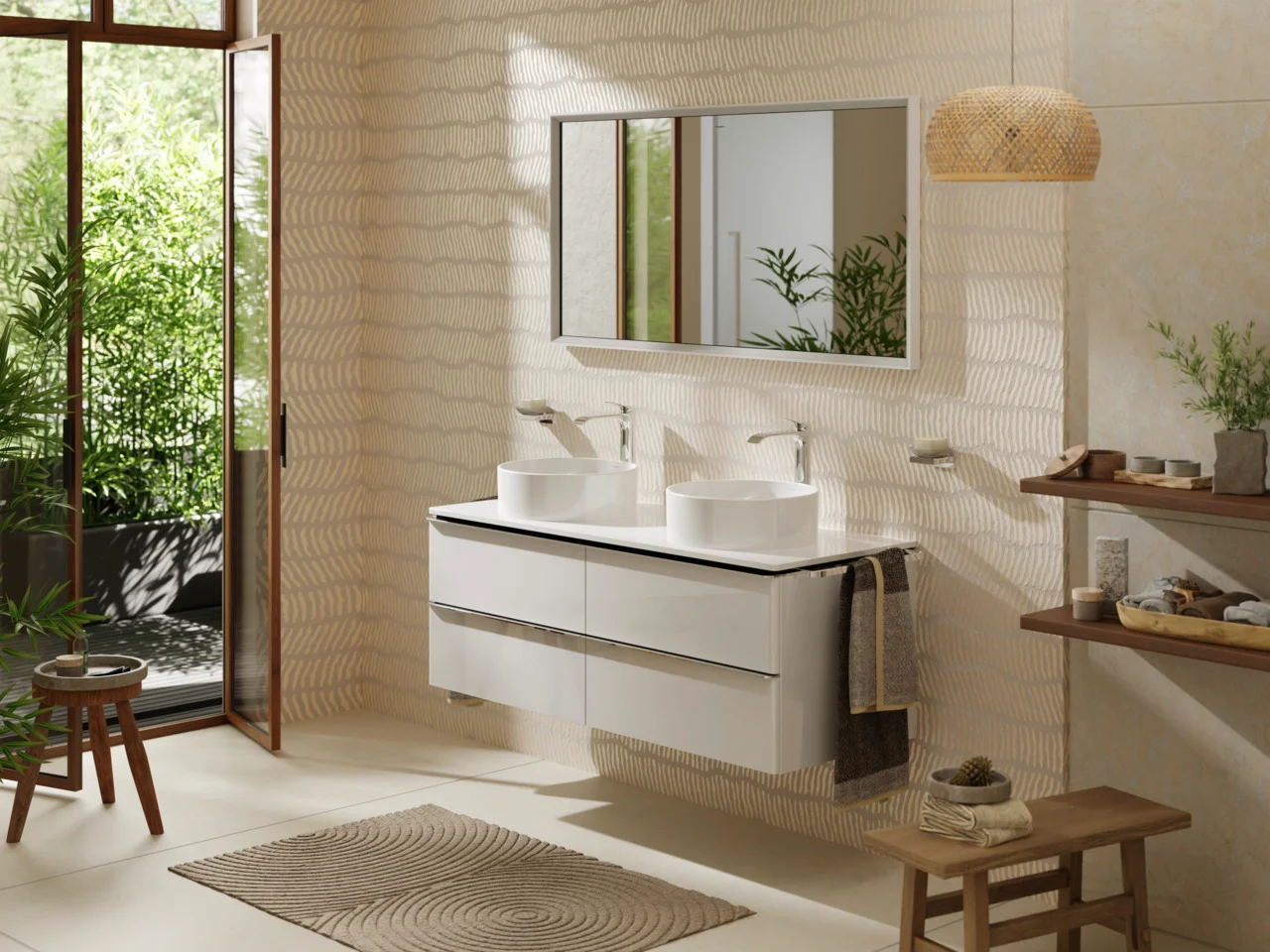 Hansgrohe Xarita E Spiegel 1400/700/50 mm, Mattweiß, LED-Beleuchtung mit Infrarotsensor, stufenlos dimmbar, AntiFog, Wandmontage Hansgrohe Xarita E Spiegel 1400/700/50 mm, Mattweiß, LED-Beleuchtung mit Infrarotsensor, stufenlos dimmbar, AntiFog, Wandmontage