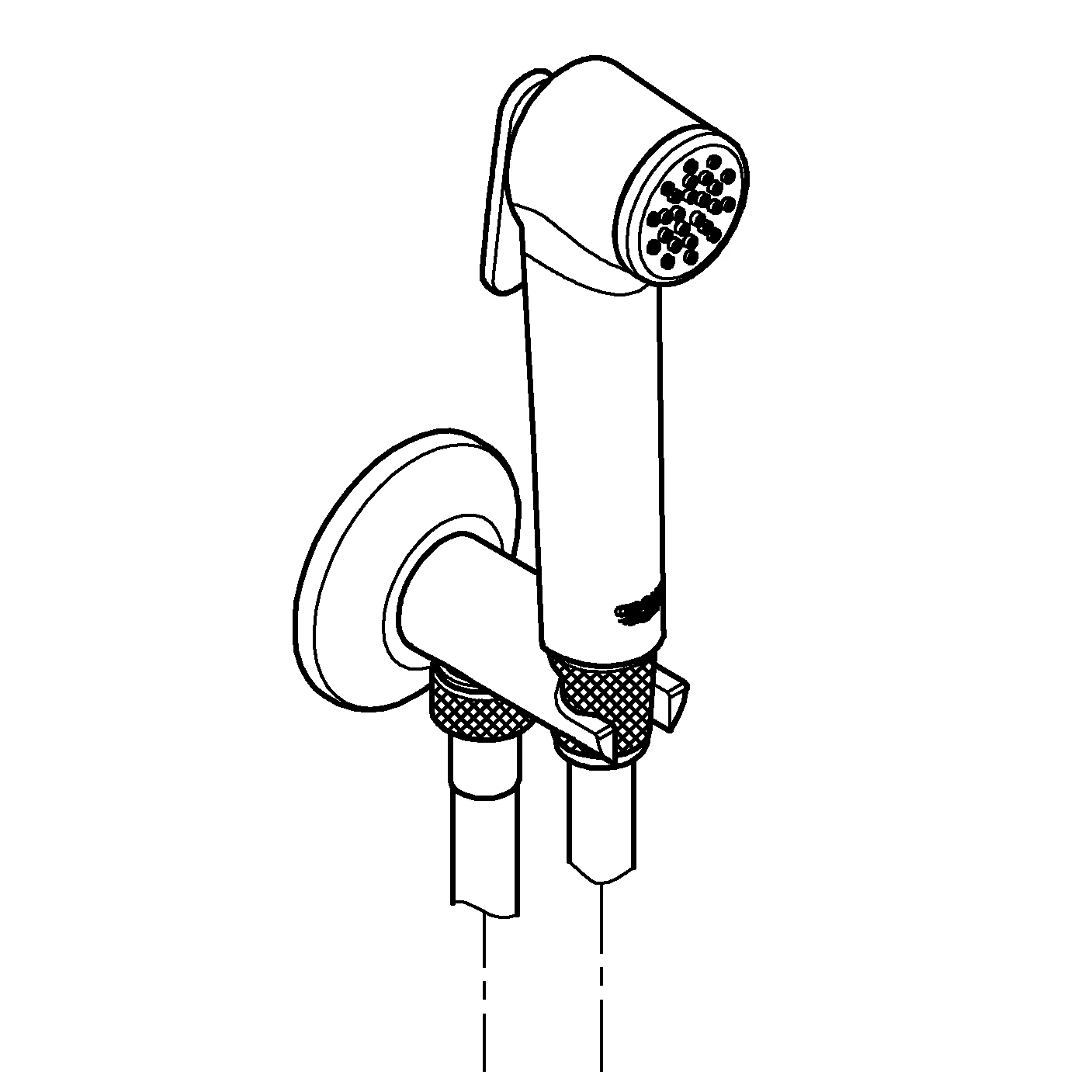 Wandhalterset Tempesta-F Trigger Spray 30 26358, mit selbstschließendem Absperrventil, 1 Strahlart, Handbrause mit Betätigungstaste, Brauseschlauch 1.500 mm, Absperrventil mit integriertem Brausehalter, chrom