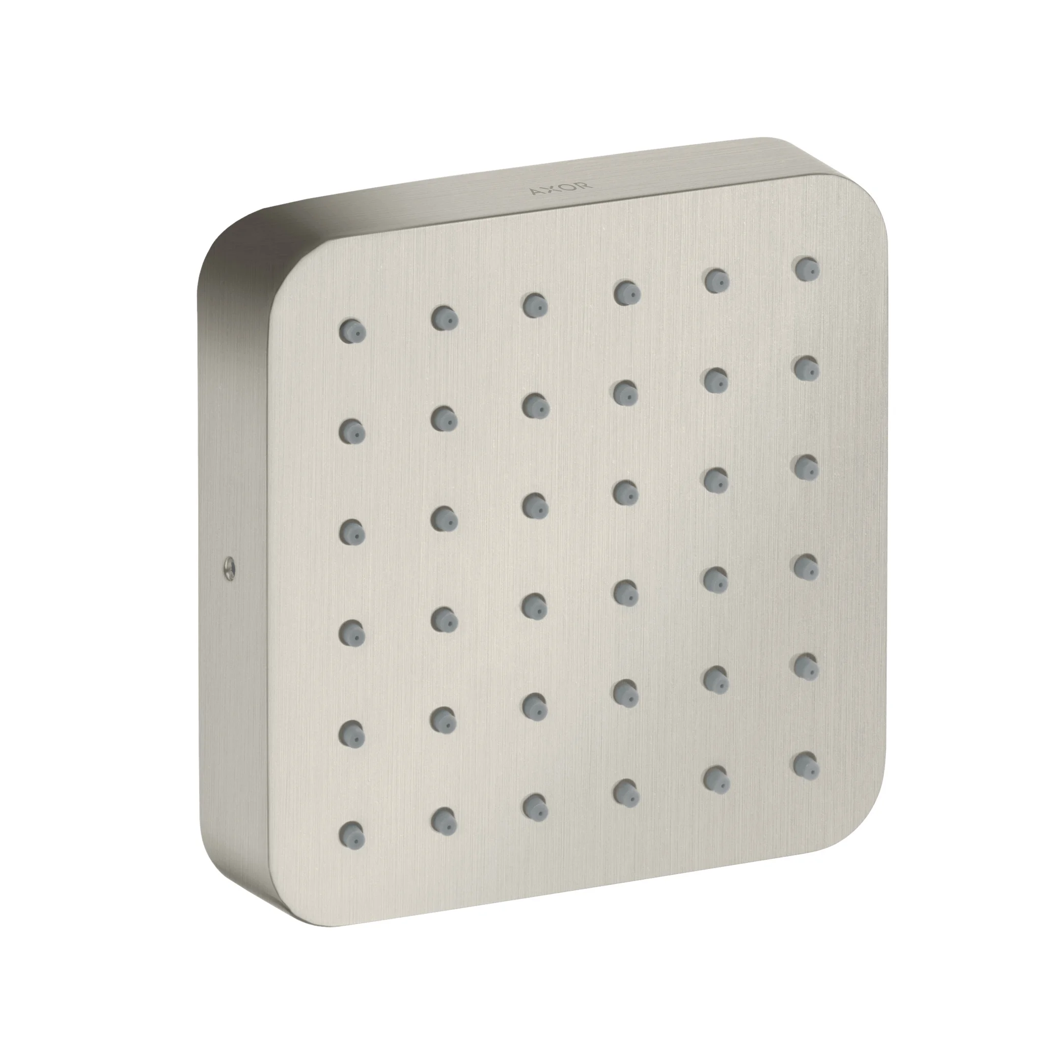 Hansgrohe AXOR Citterio E Brausemodul Unterputz softsquare Edelstahl Optic, 120 mm Brausekopfgröße, Rain Strahl, verstellbarer Strahlwinkel in fünf Stufen, nutzbar als Kopf-, Nacken- oder Seitenbrause