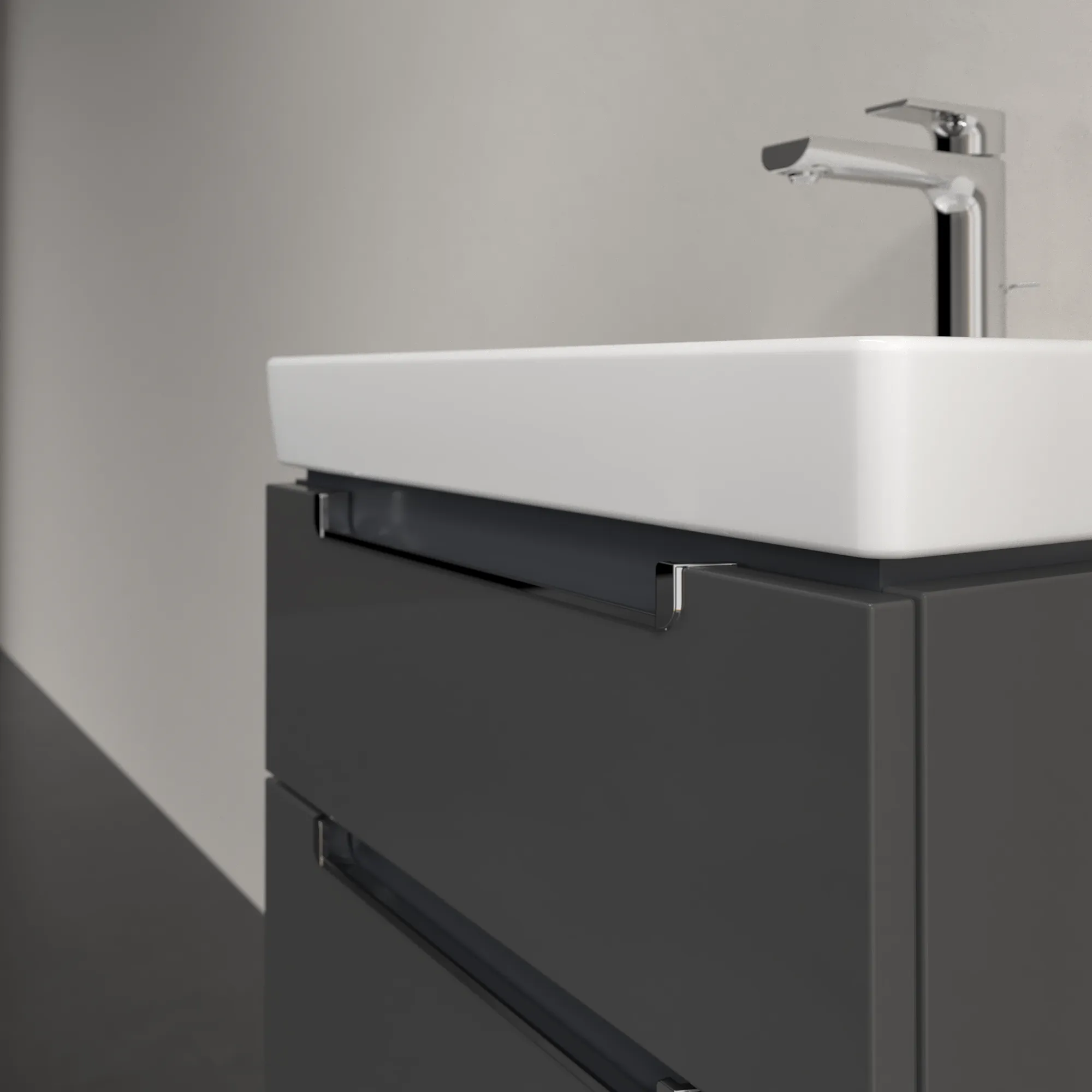 Villeroy & Boch Waschtischunterschrank „Subway 2.0“ 537 × 590 × 423 mm Glossy Grey, für Becken mittig, ohne Beleuchtung Villeroy & Boch Waschtischunterschrank „Subway 2.0“ 537 × 590 × 423 mm Glossy Grey, für Becken mittig, ohne Beleuchtung