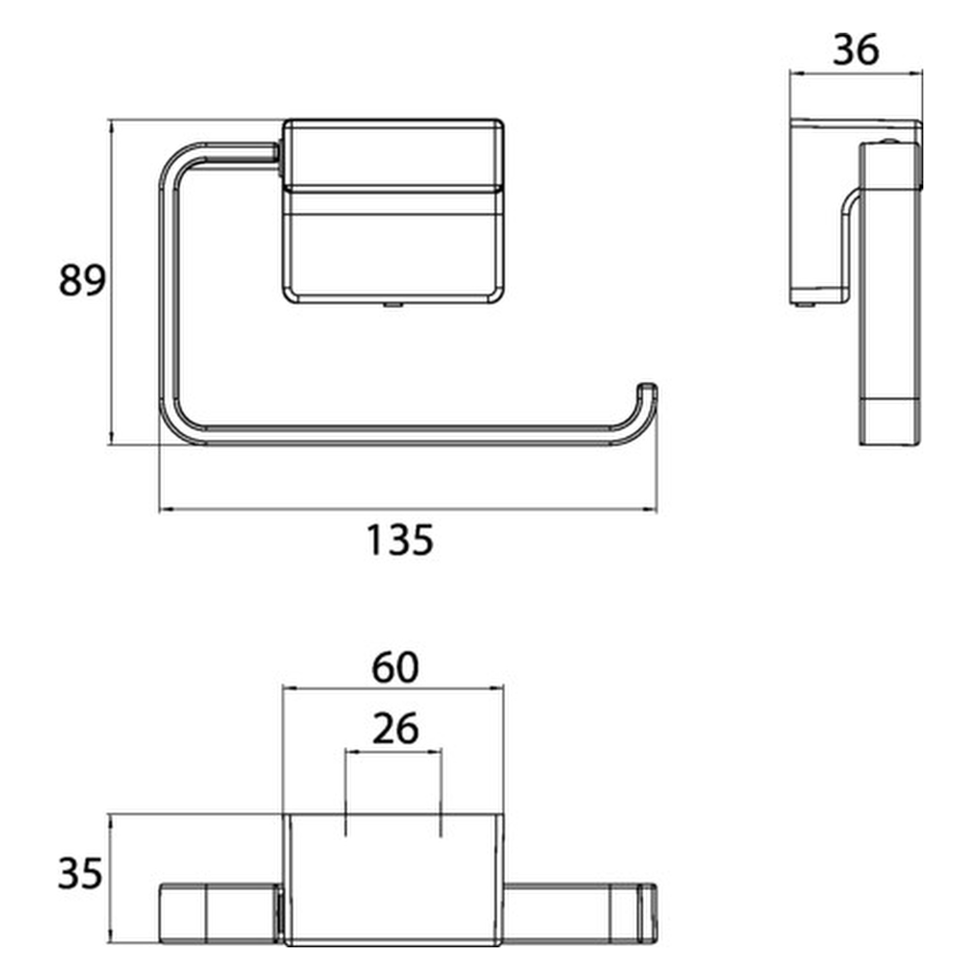 emco Toilettenpapierhalter ohne Deckel „cue“ 3,6 × 8,9 cm in chrom