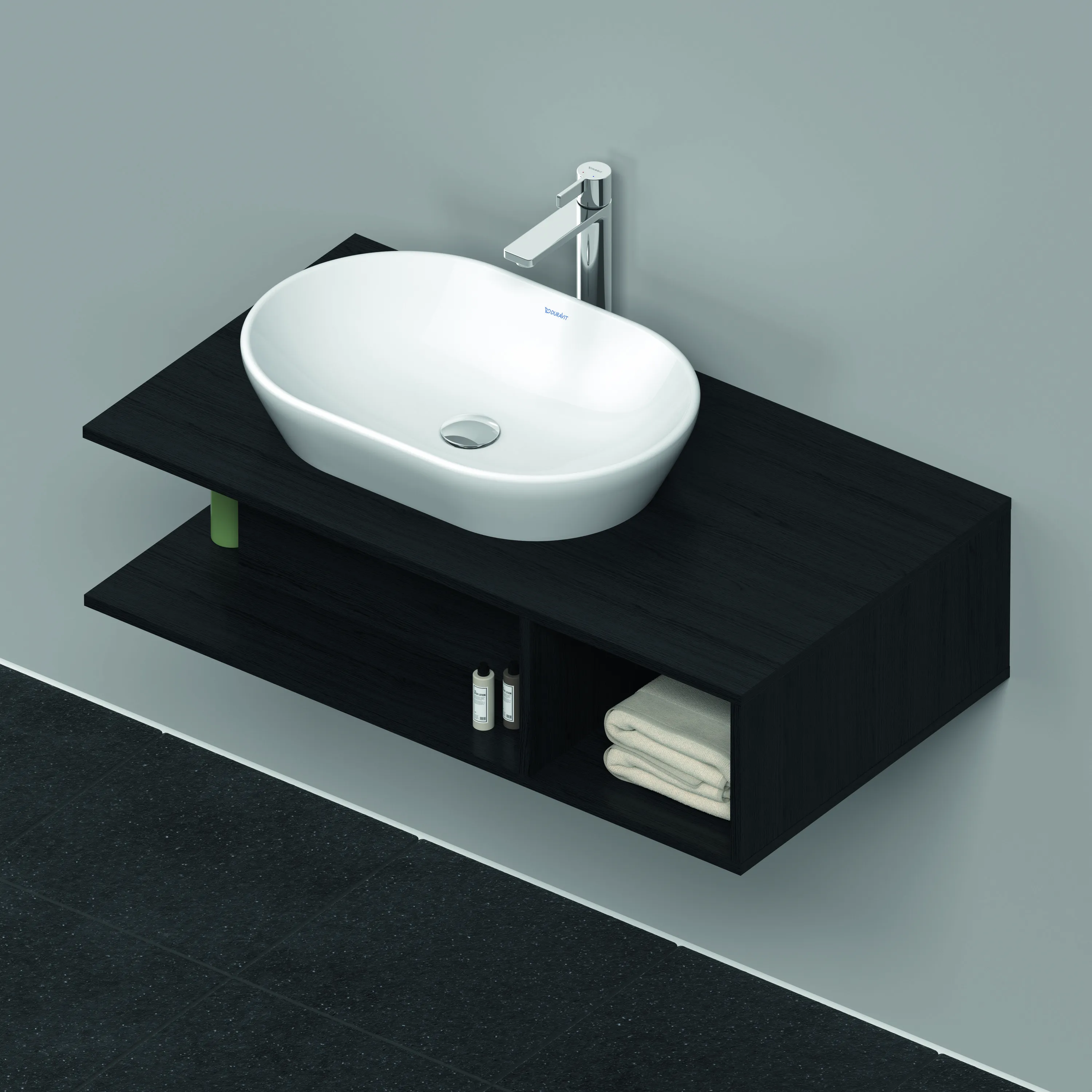 Duravit Waschtischunterschrank wandhängend „D-Neo“ 100 × 26 × 55 cm Eiche Schwarz Duravit Waschtischunterschrank wandhängend „D-Neo“ 100 × 26 × 55 cm Eiche Schwarz