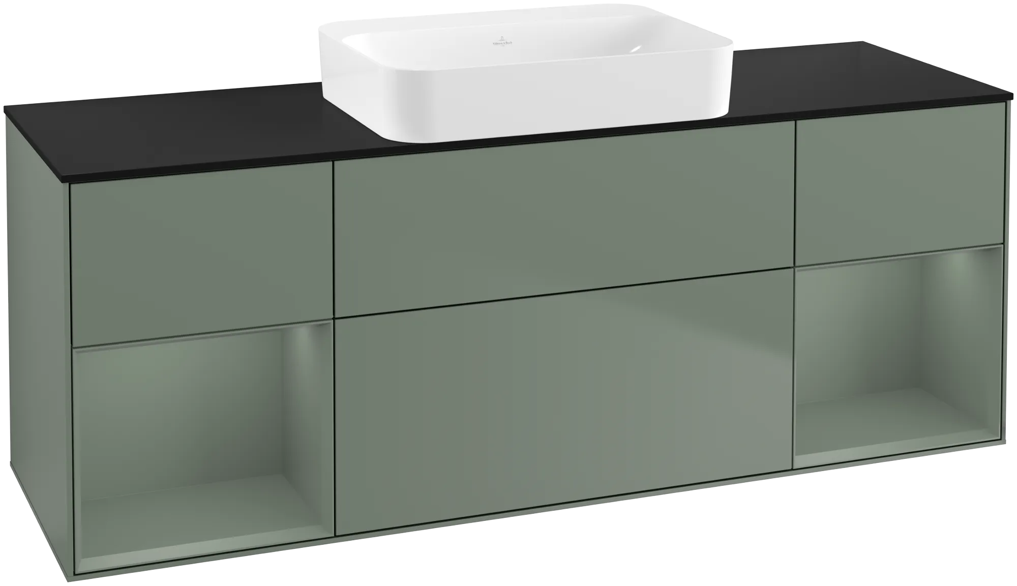 Villeroy & Boch Finion Waschbeckenunterschrank G74 1600x603x501mm Olive Matt Lacquer / Glass Black Matt