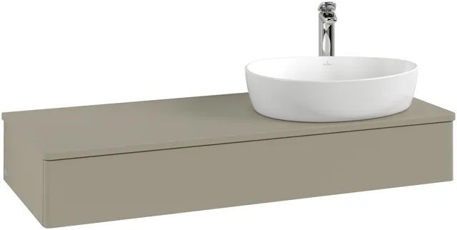 Villeroy & Boch Waschtischunterschrank „Antao“ 1200 × 190 × 500 mm Leaf Green Matt Lacquer, für Becken rechts, ohne Beleuchtung Villeroy & Boch Waschtischunterschrank „Antao“ 1200 × 190 × 500 mm Leaf Green Matt Lacquer, für Becken rechts, ohne Beleuchtung