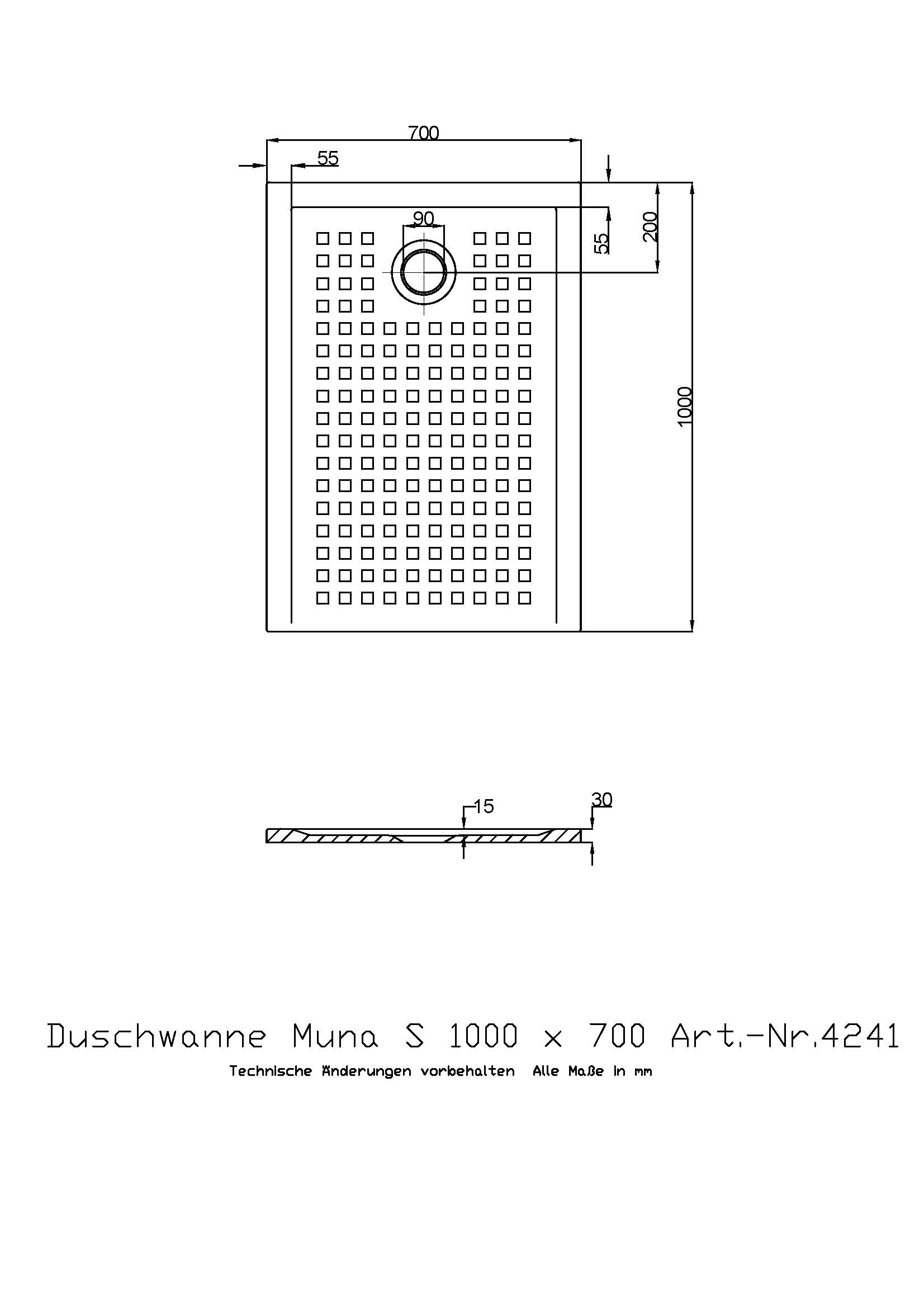 Duschwanne „Muna S“ Rechteck 100 × 70 cm in Weiß