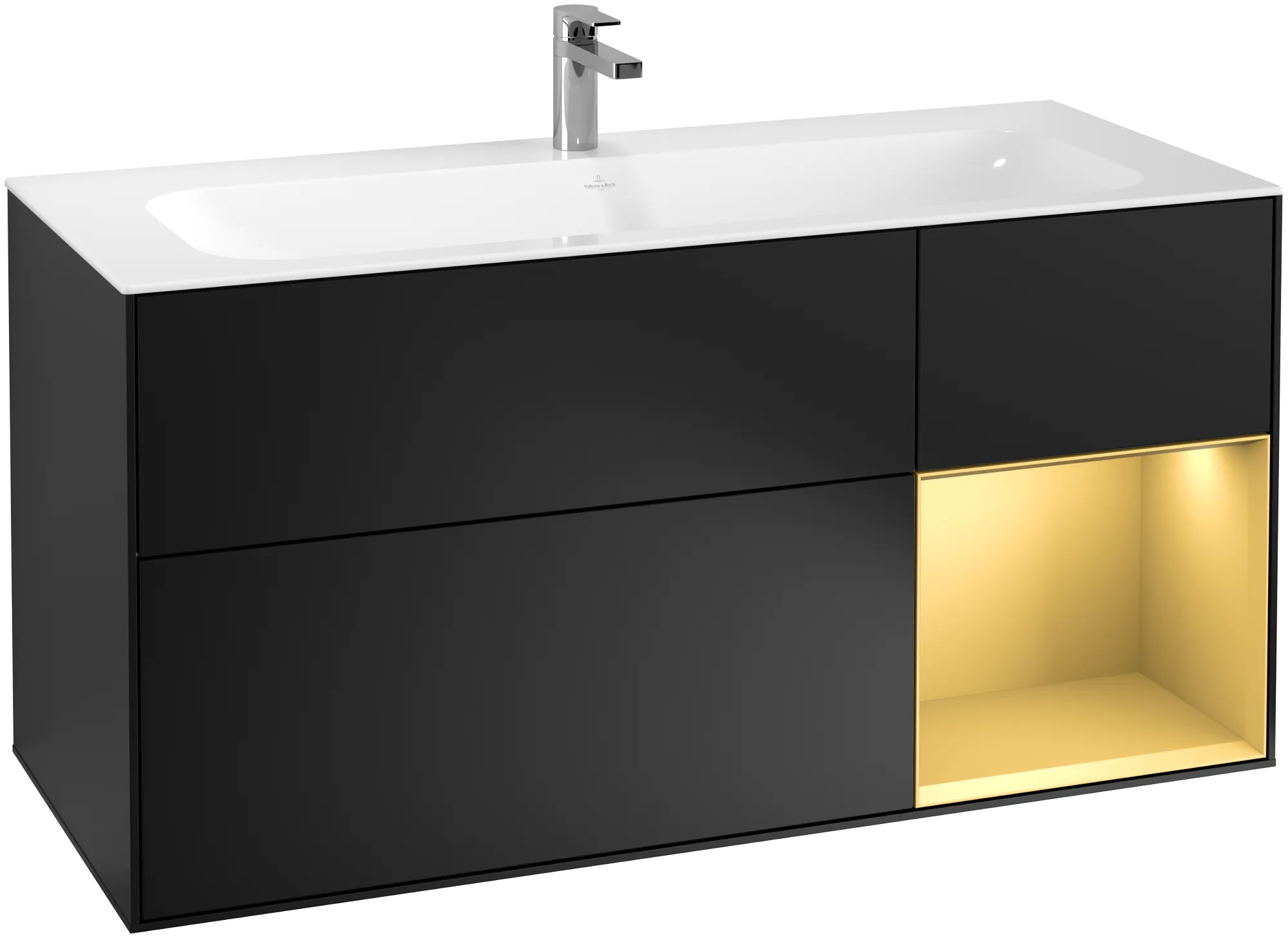 Villeroy & Boch Waschtischunterschrank „Finion“ für Schrankwaschtisch 1196 × 591 × 498 mm Black Matt Lacquer, für Becken mittig Villeroy & Boch Waschtischunterschrank „Finion“ für Schrankwaschtisch 1196 × 591 × 498 mm Black Matt Lacquer, für Becken mittig