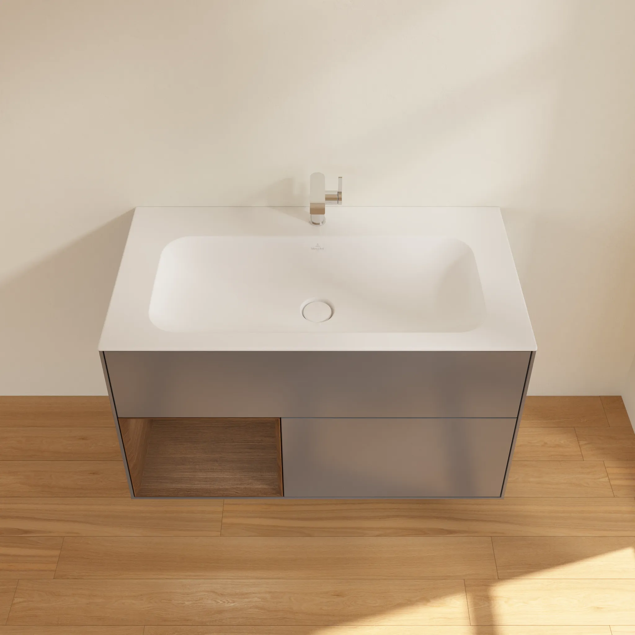 Villeroy & Boch Waschtischunterschrank „Finion“ für Schrankwaschtisch 996 × 591 × 498 mm Anthracite Matt Lacquer, für Becken mittig Villeroy & Boch Waschtischunterschrank „Finion“ für Schrankwaschtisch 996 × 591 × 498 mm Anthracite Matt Lacquer, für Becken mittig