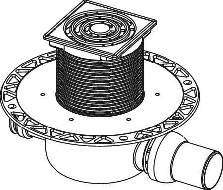 drainpoint S 122 Ablaufset Norm mit Seal System Universalflansch und Edelstahlrostrahmen