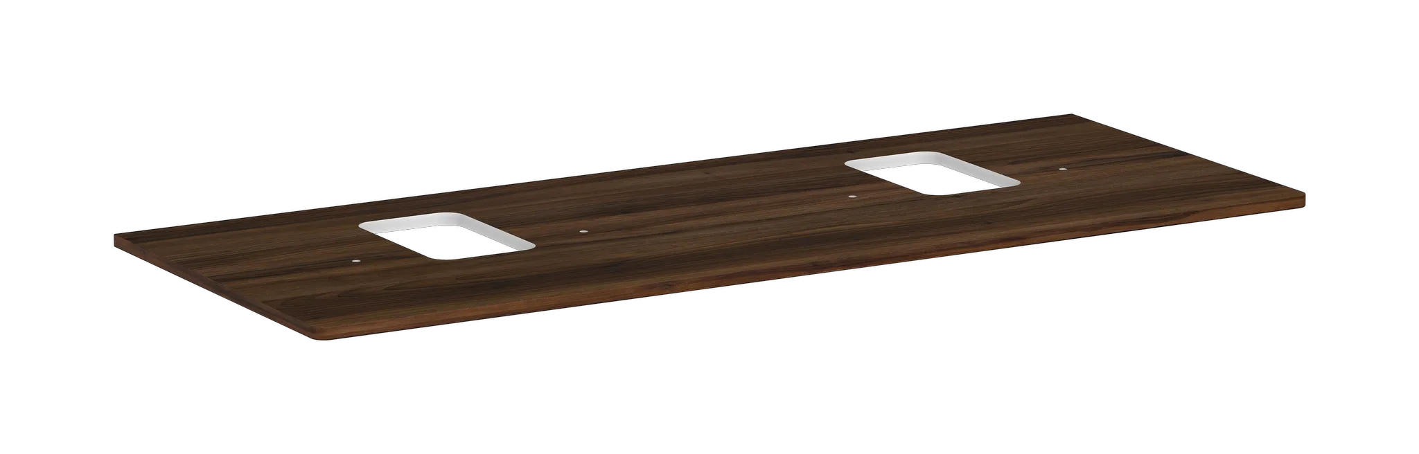 Hansgrohe Xelu Q Konsole, Nussbaum Dunkel, 1360x540 mm, 2 mittige Ausschnitte für Aufsatzwaschtisch mit Hahnloch Hansgrohe Xelu Q Konsole, Nussbaum Dunkel, 1360x540 mm, 2 mittige Ausschnitte für Aufsatzwaschtisch mit Hahnloch