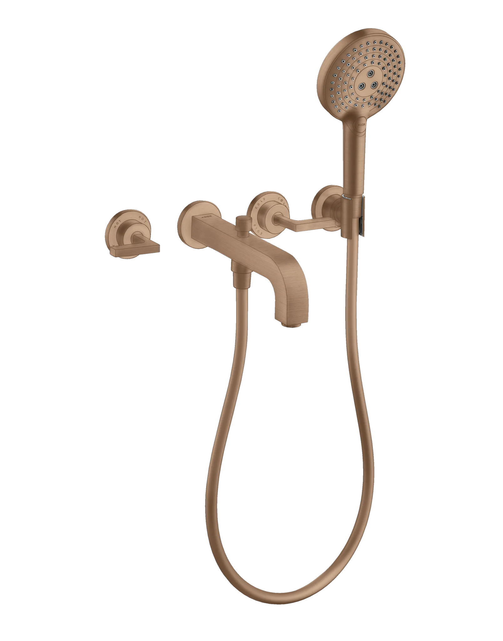 Hansgrohe AXOR Citterio 3-Loch Wannenarmatur Unterputz, Brushed Red Gold, Ausladung 222 mm