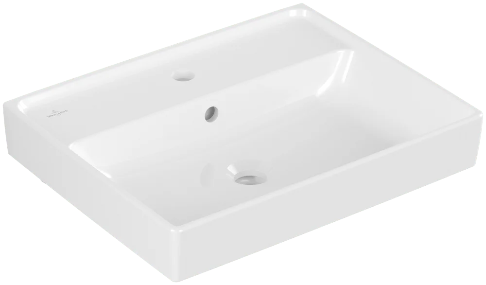 Villeroy & Boch Collaro Waschbecken, 550x440x160mm, glänzend weiß Alpin, TitanCeram, mit Überlauf, Wandmontage Villeroy & Boch Collaro Waschbecken, 550x440x160mm, glänzend weiß Alpin, TitanCeram, mit Überlauf, Wandmontage