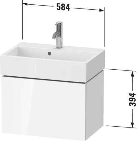 Duravit Waschtischunterschrank wandhängend „L-Cube“ 58,4 × 39,4 × 39,1 cm in Betongrau Matt