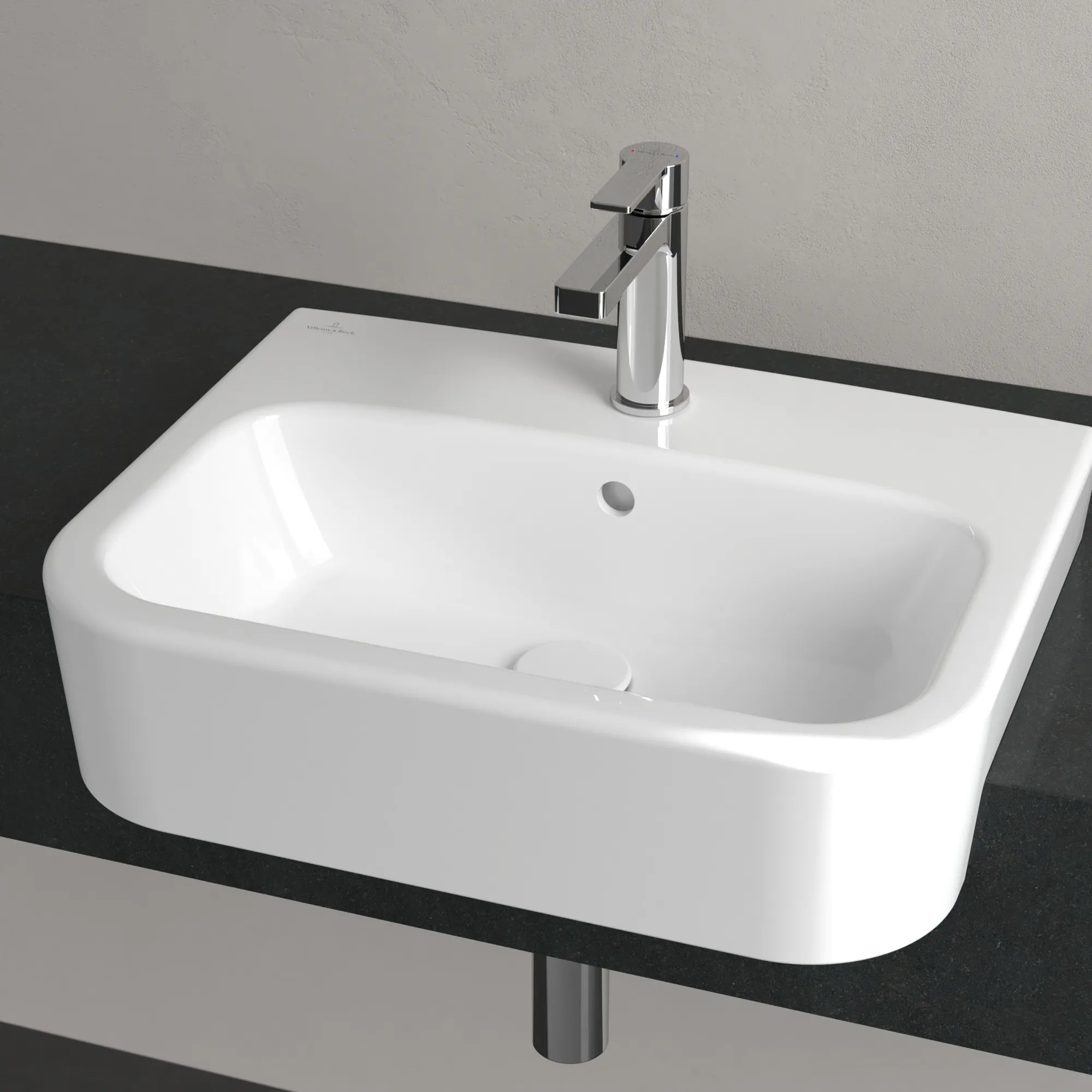 Villeroy & Boch Vorbauwaschbecken Architectura, 550x430x170mm, weiß Alpin CeramicPlus, glänzend, mit Überlauf, für 3-Loch-Armatur