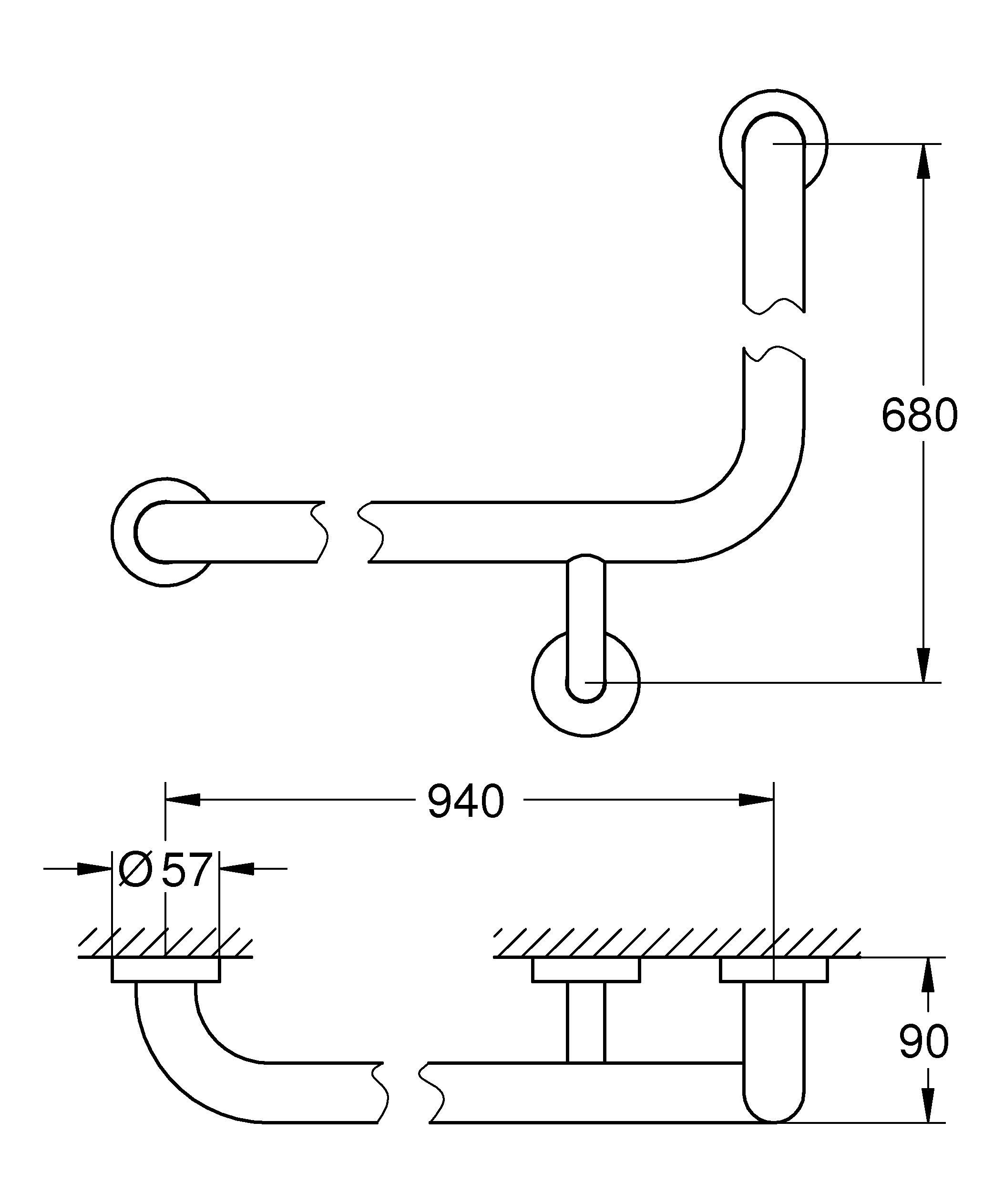 Wannengriff Essentials 40797_1, 940 x 680 mm, chrom