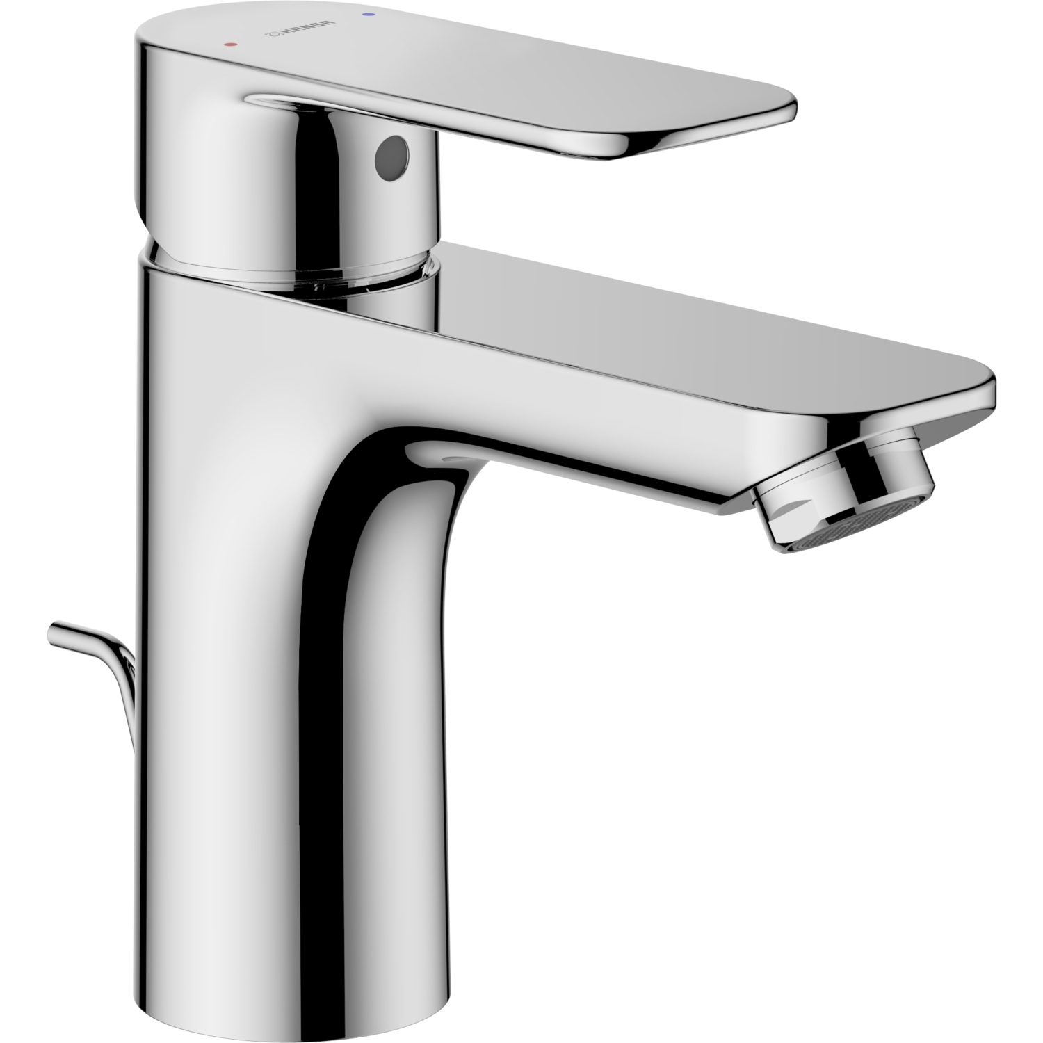 Einhand-Waschtischarmatur mit Zugstange „Basic XL“ Ausladung 112 mm in Chrom