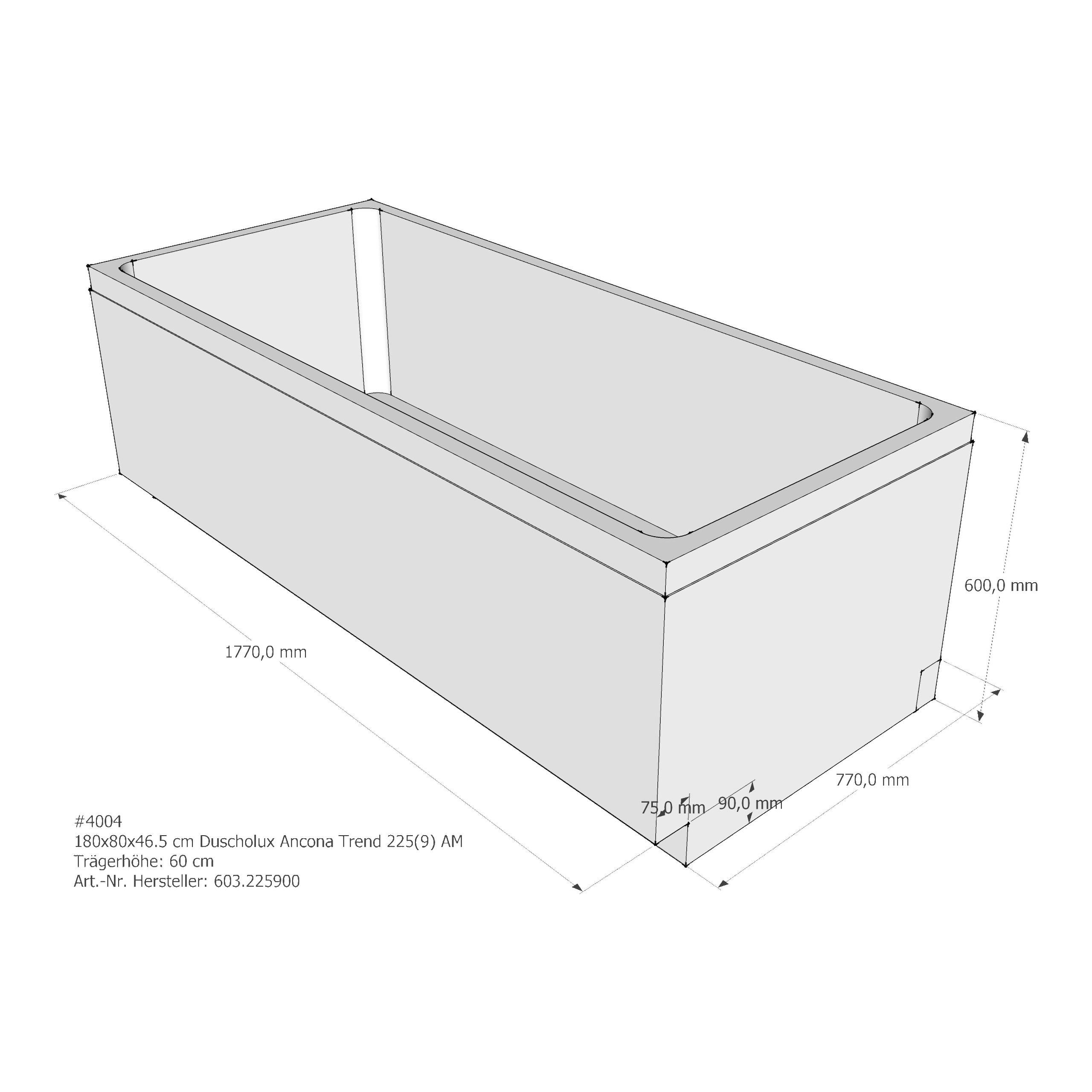 Badewannenträger für Duscholux Ancona Trend 225(9) 180 × 80 × 46,5 cm Badewannenträger für Duscholux Ancona Trend 225(9) 180 × 80 × 46,5 cm