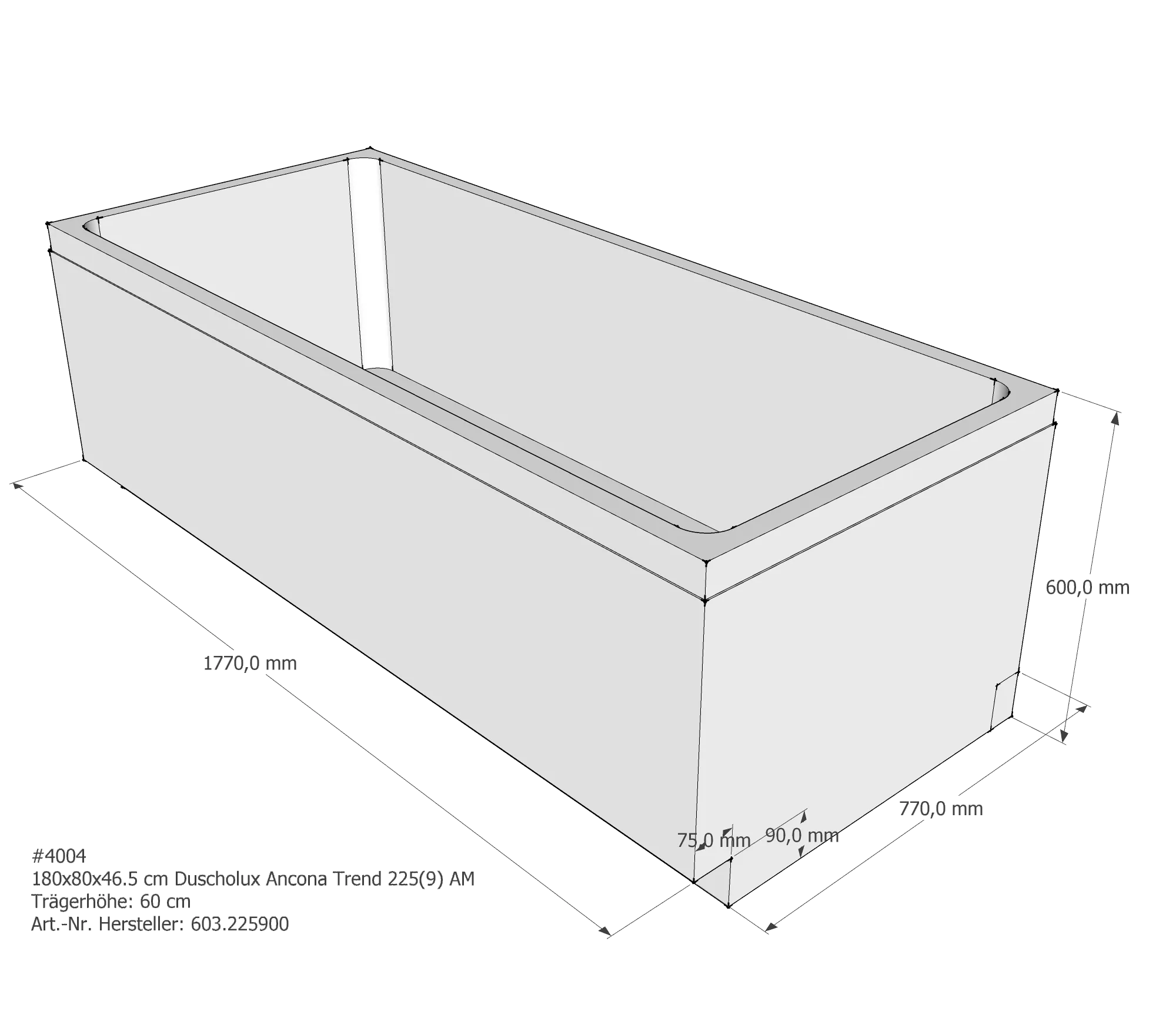 Badewannenträger für Duscholux Ancona Trend 225(9) 180 × 80 × 46,5 cm Badewannenträger für Duscholux Ancona Trend 225(9) 180 × 80 × 46,5 cm