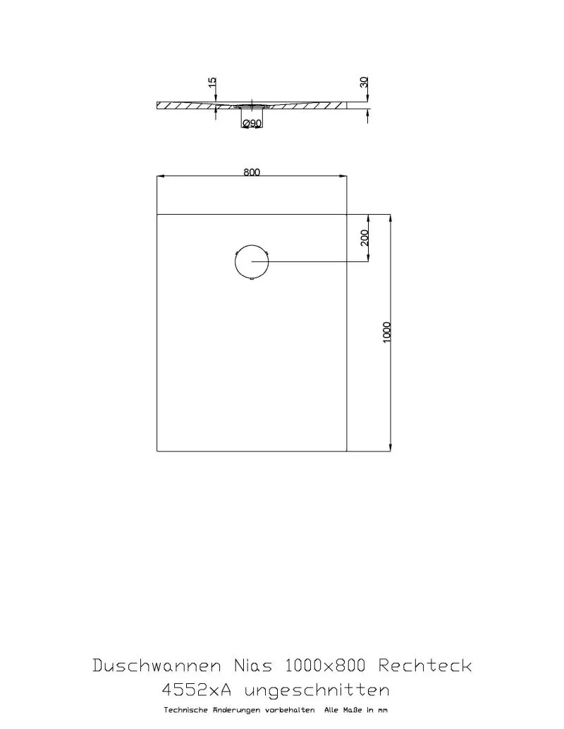 Hoesch rechteck Duschwanne „Nias“ mit strukturierter Oberfläche 100 × 80 cm in Telegrau