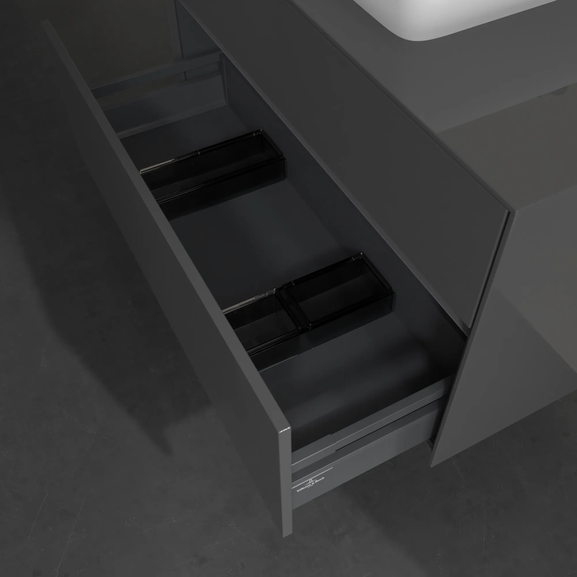 Villeroy & Boch Waschtischunterschrank „Collaro“ 1000 × 548 × 500 mm Glossy Grey, ohne Beleuchtung, für Becken mittig