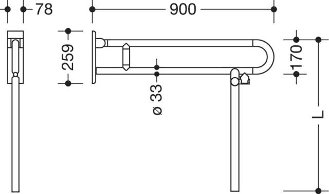 HEWI Stützklappgriff „Serie 801“ HEWI Stützklappgriff „Serie 801“