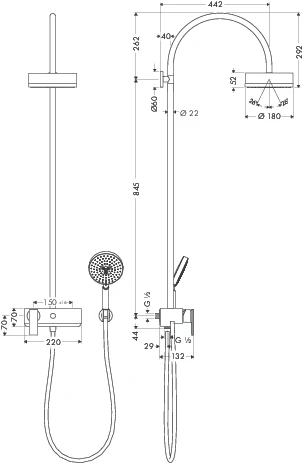 Showerpipe Axor Citterio chrom mit Brausenmischer Aufputz