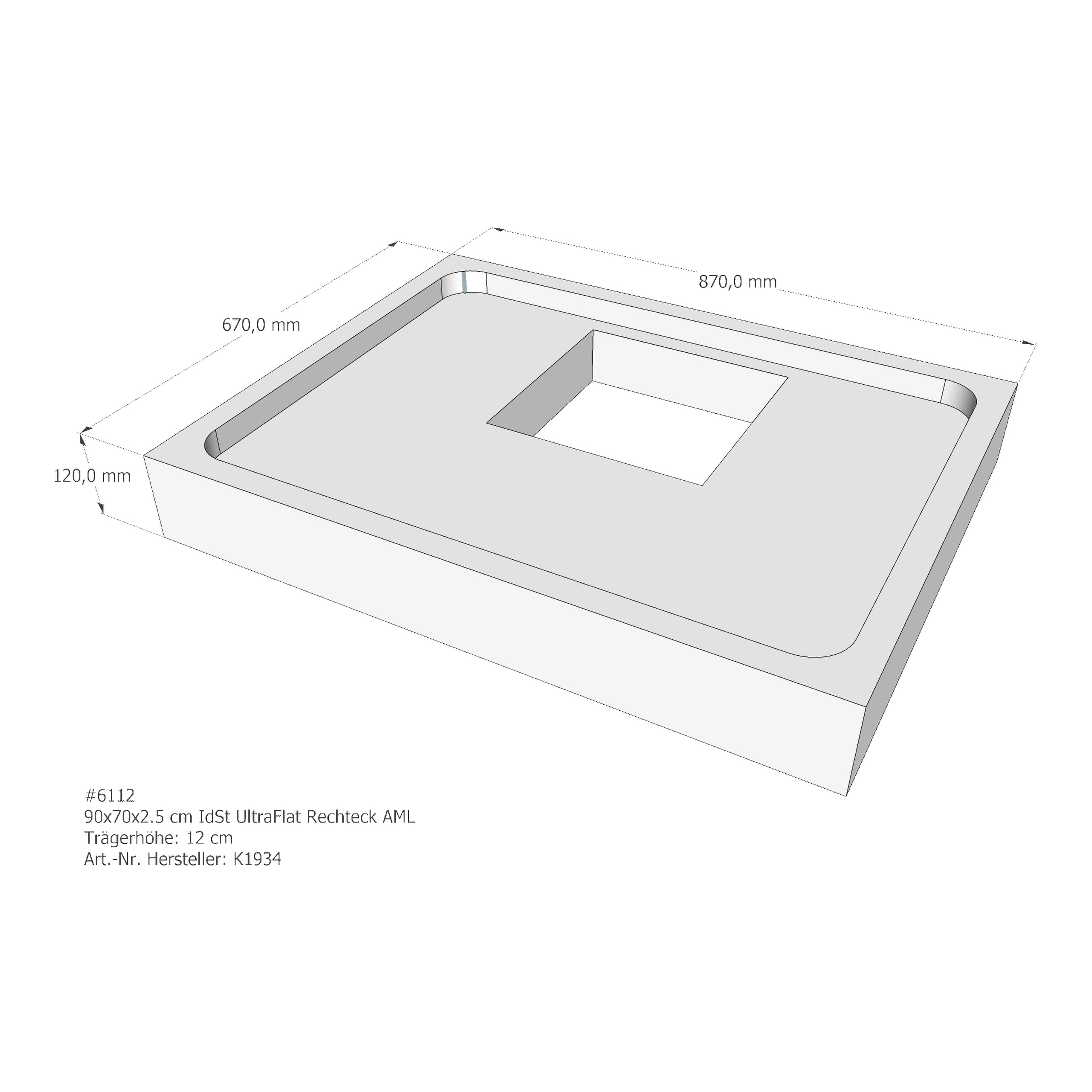 Duschwannenträger für Ideal Standard Ultra Flat 90 × 70 × 2,5 cm
