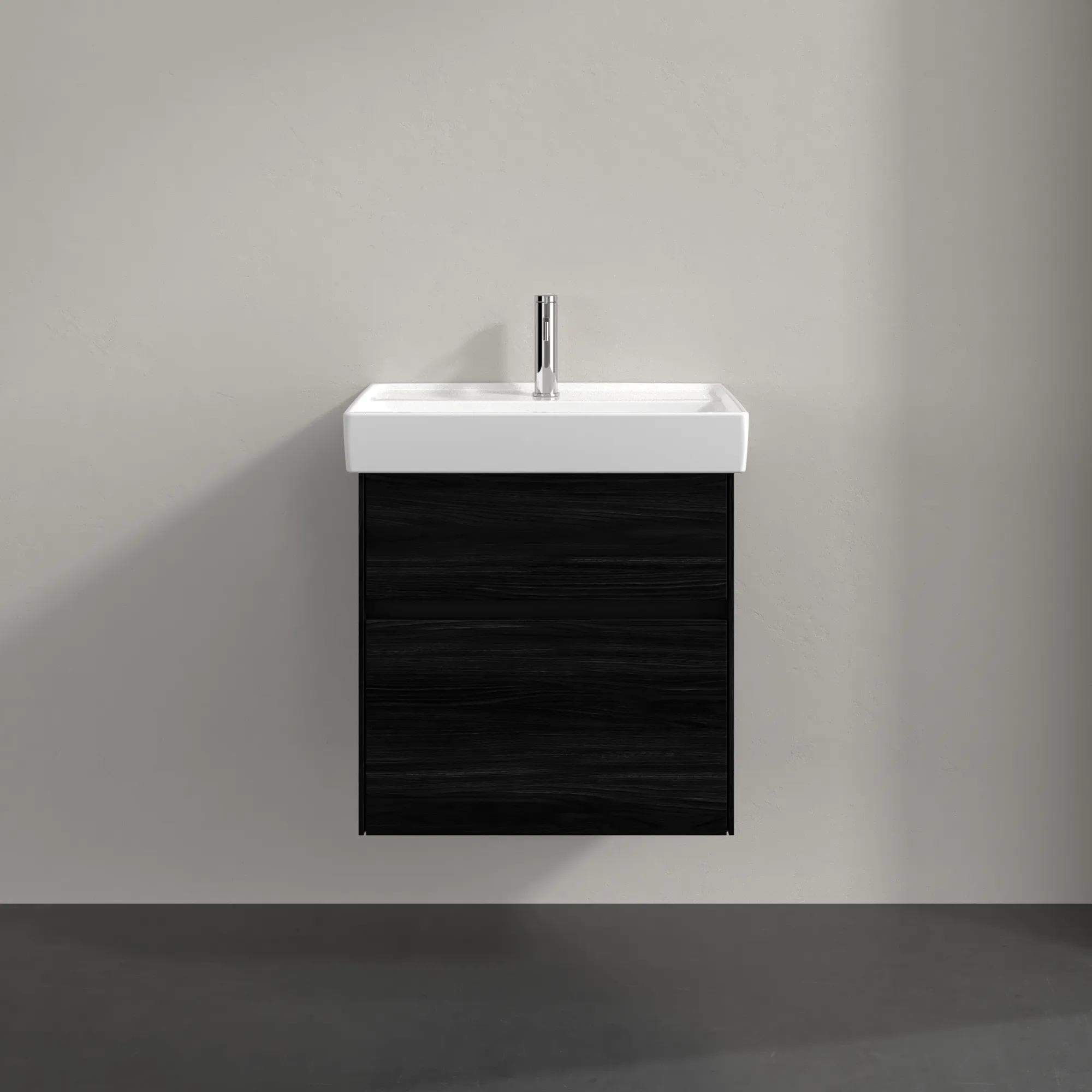 Villeroy & Boch Waschtischunterschrank „Collaro“ 554 × 546 × 444 mm Black Oak, für Becken mittig, mit Beleuchtung, Soft Closing