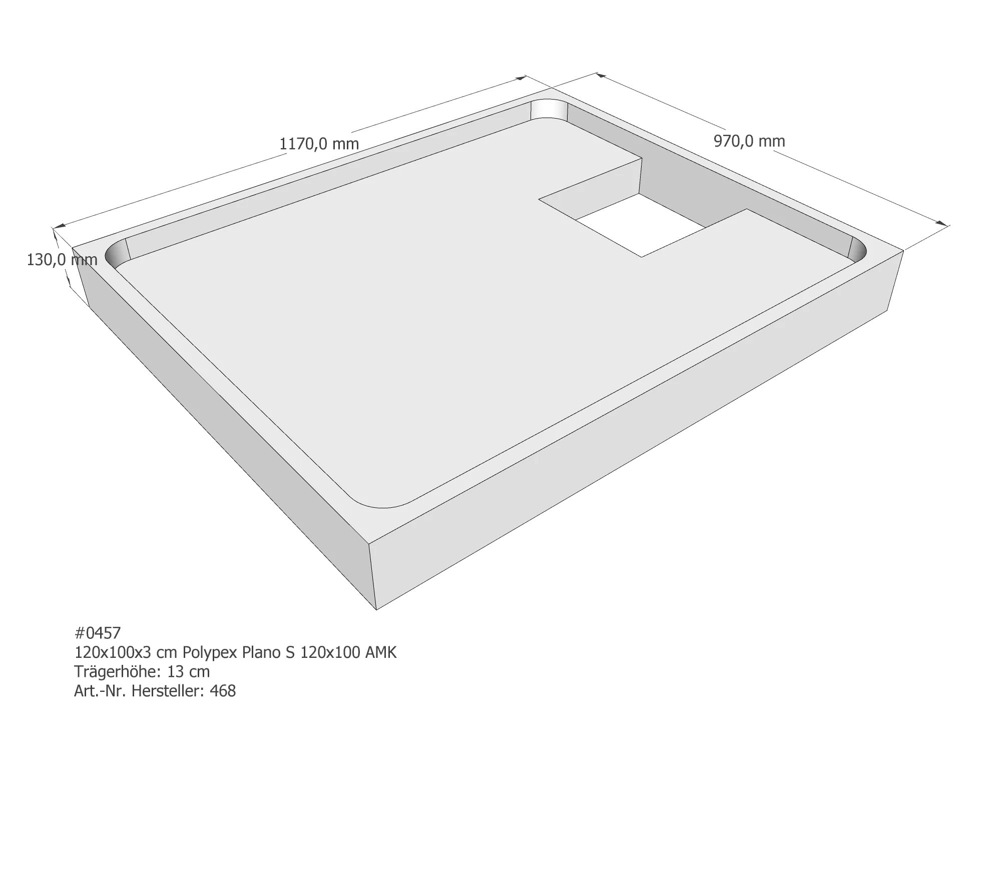 Duschwannenträger passend für Polypex Plano S 120×100 120 × 100 × 3 cm
