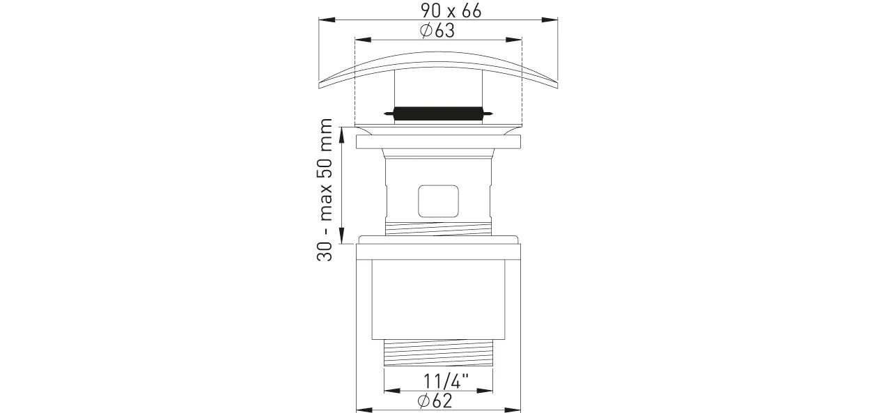 Design-Excentergarnitur 1 1/4″ MS vc Druckverschlussstopfen gewölbt oval