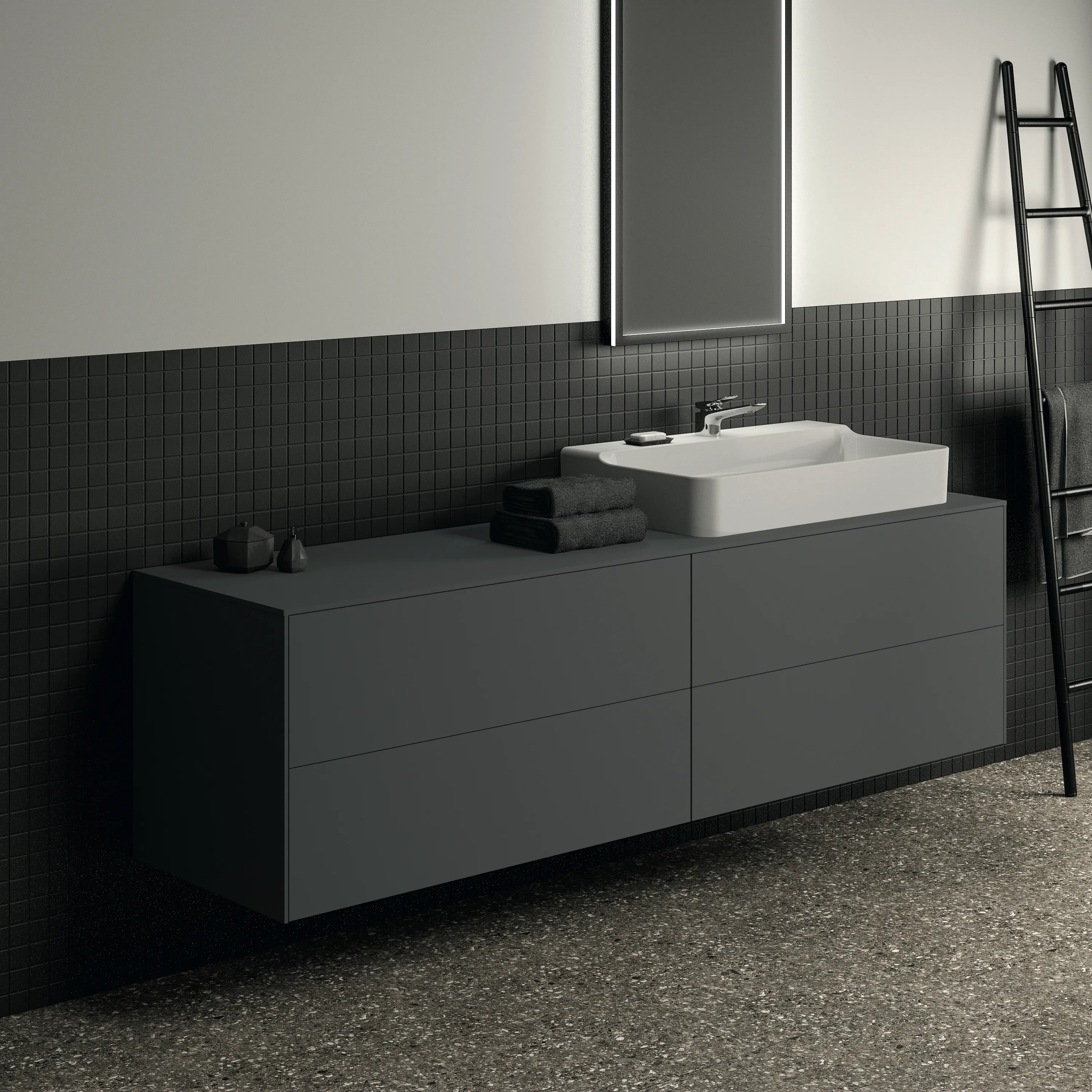 Ideal Standard Waschtischunterschrank Conca, 4 Auszüge, Anthrazit