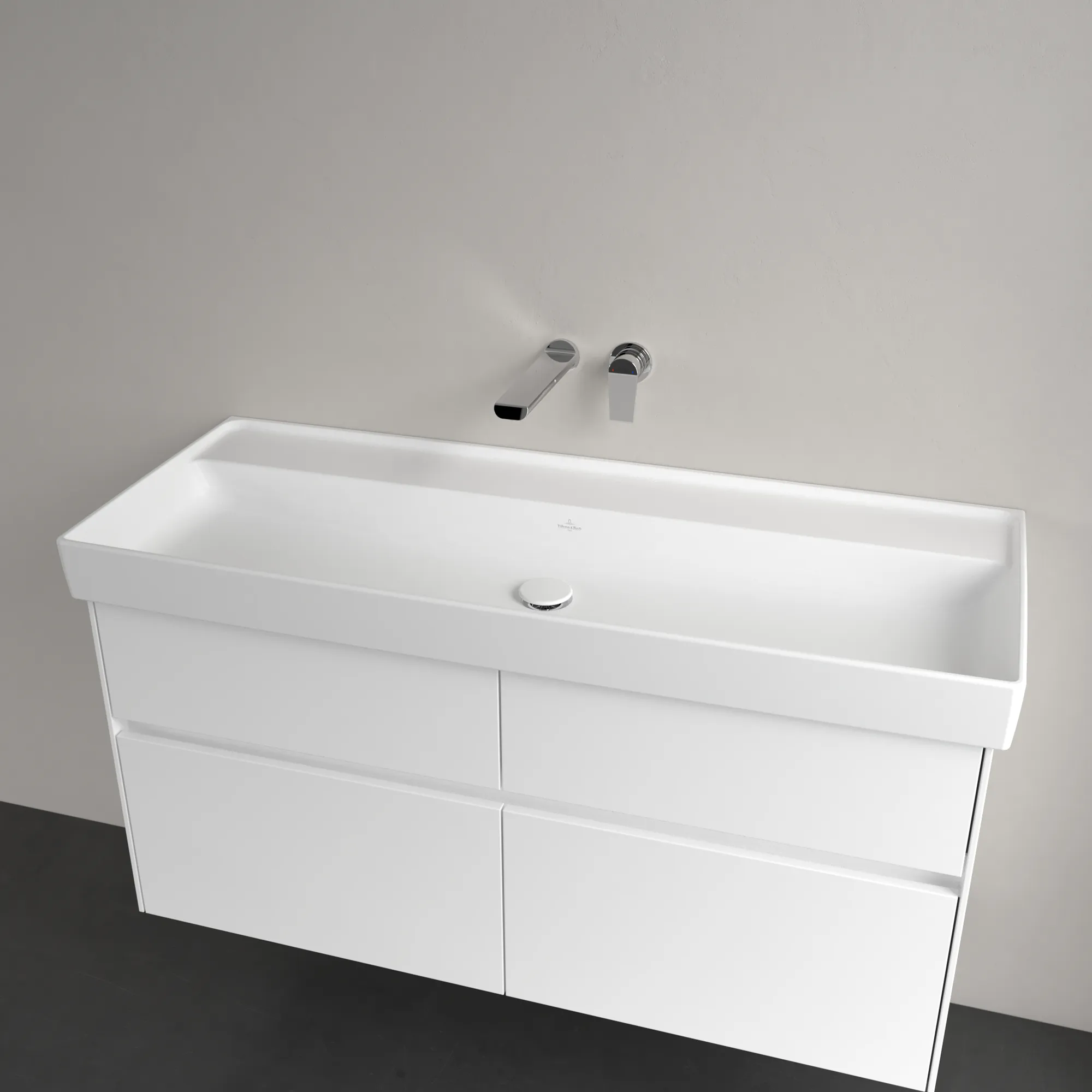 Villeroy & Boch Collaro Schrankwaschtisch, Stone White CeramicPlus, 1200x470x160mm, TitanCeram, Wandmontage