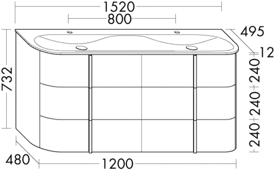 Lavo 2.0 Doppelwaschtisch von burgbad in Velvet, 1520 mm breit, 732 mm hoch, mit Mineralgussbecken und Unterschrank Lavo 2.0 Doppelwaschtisch von burgbad in Velvet, 1520 mm breit, 732 mm hoch, mit Mineralgussbecken und Unterschrank