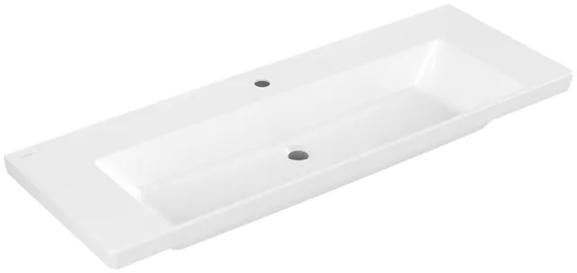 Villeroy & Boch Wandwaschtisch aus TitanCeram „Subway 3.0“ 1300 × 475 × 170 mm, ohne Hahnlochbohrung, Hahnlochposition mittig in Weiß Alpin Villeroy & Boch Wandwaschtisch aus TitanCeram „Subway 3.0“ 1300 × 475 × 170 mm, ohne Hahnlochbohrung, Hahnlochposition mittig in Weiß Alpin