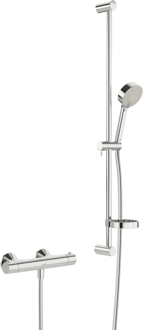 HansaUNITA Duscharmatur Hansaunita Brausebatterie mit Brausegarnitur HansaUNITA 4813 3-strahlig DN15 Chrom