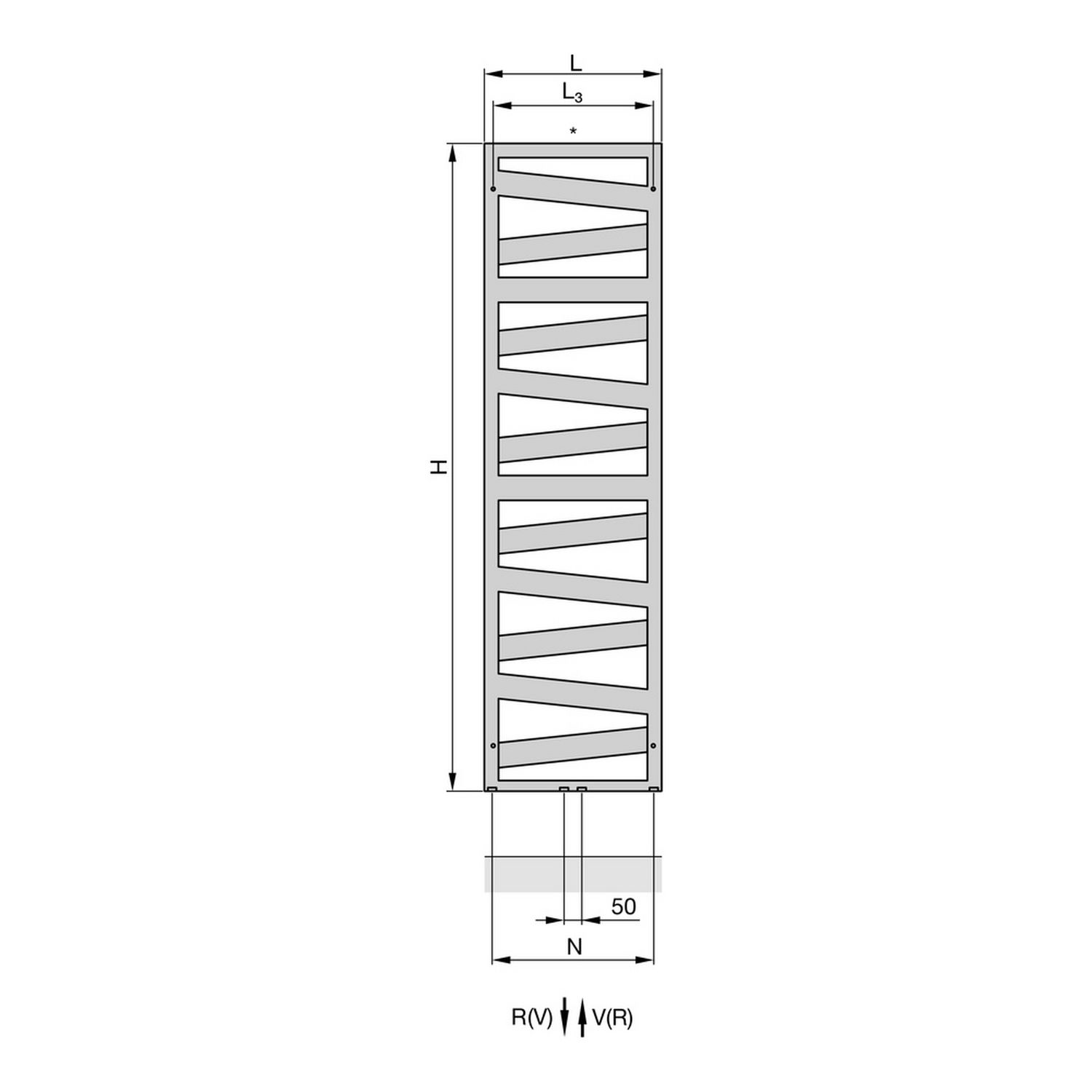 Zehnder Design-Elektroheizkörper „Ribbon“ 50 × 126,6 cm in Verkehrsweiß (RAL 9016, glänzend)