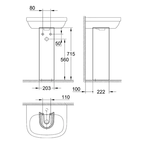 Grohe Standsäule Euro Keramik 39202, Waschtisch, alpinweiß Grohe Standsäule Euro Keramik 39202, Waschtisch, alpinweiß