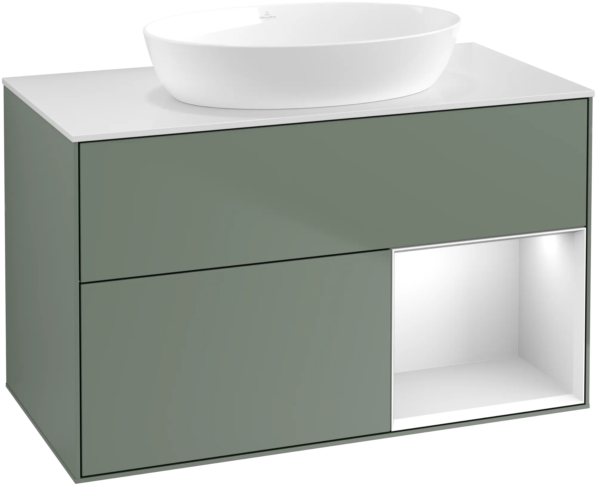 Villeroy & Boch Finion Waschbeckenunterschrank FA2 1000x603x501mm Olive Matt/Glass White Matt