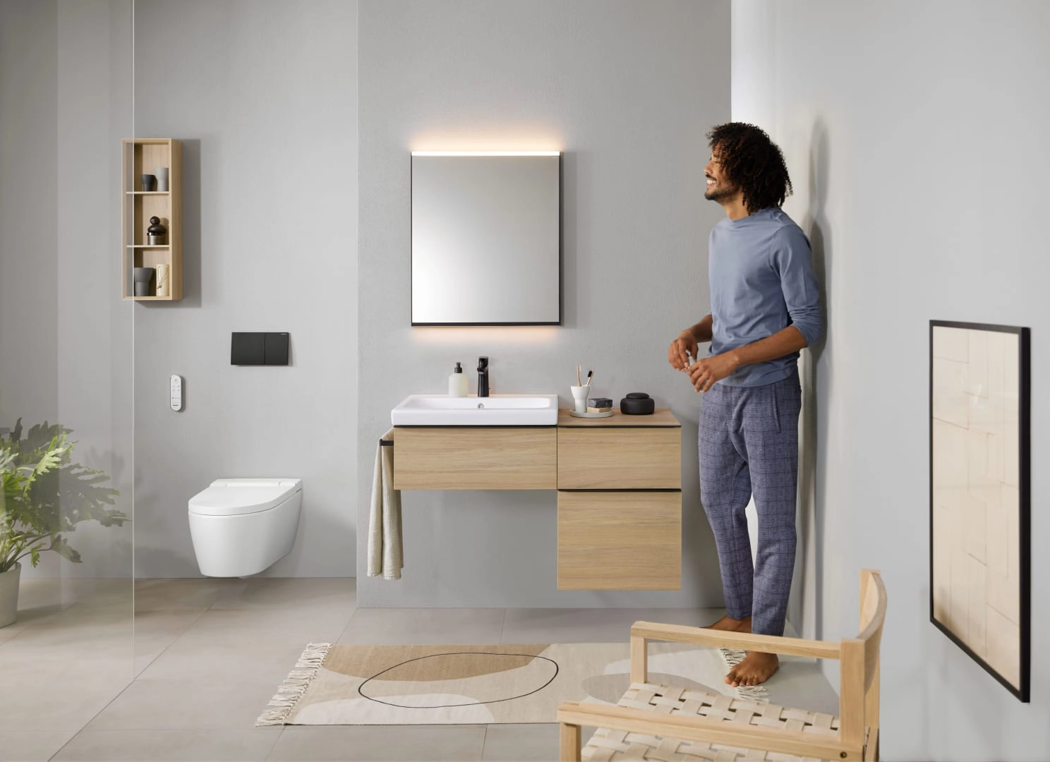 Geberit Wand-Dusch-WC Komplettanlage AquaClean „Sela“ in weiß matt, Befestigung sichtbar, ohne Spülrand Geberit Wand-Dusch-WC Komplettanlage AquaClean „Sela“ in weiß matt, Befestigung sichtbar, ohne Spülrand