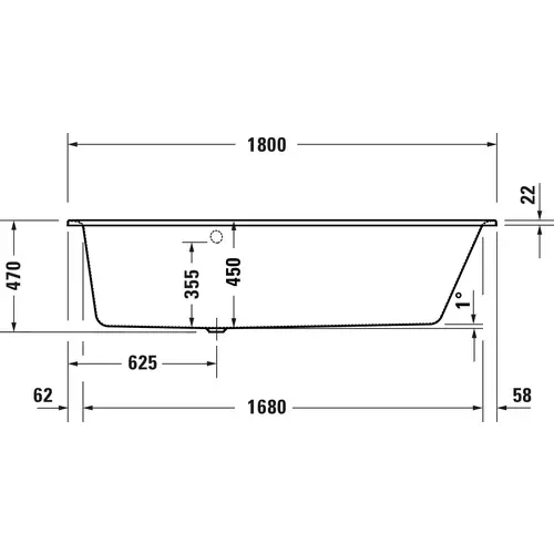 Badundu Badewanne trapez 1800 × 1400 mm, Mittelablauf Badundu Badewanne trapez 1800 × 1400 mm, Mittelablauf
